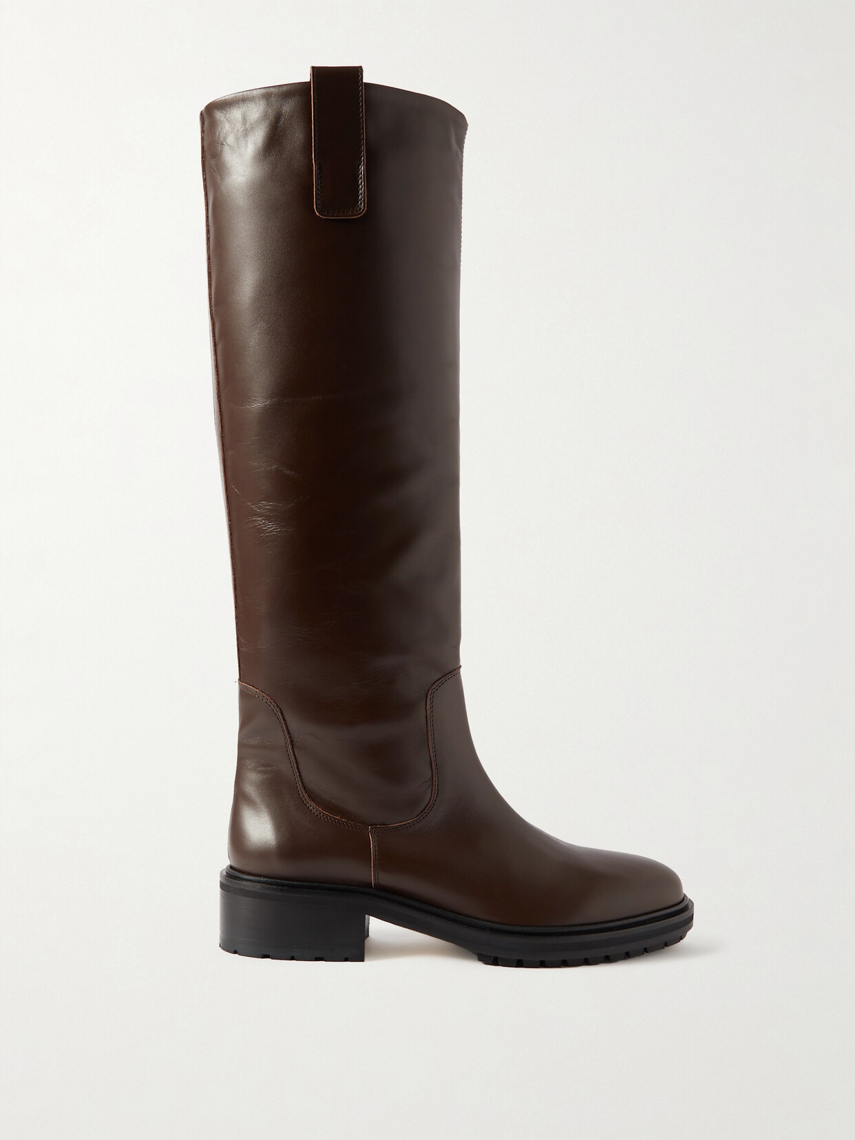 Shop Aeyde Henry Leather Knee Boots In Brown