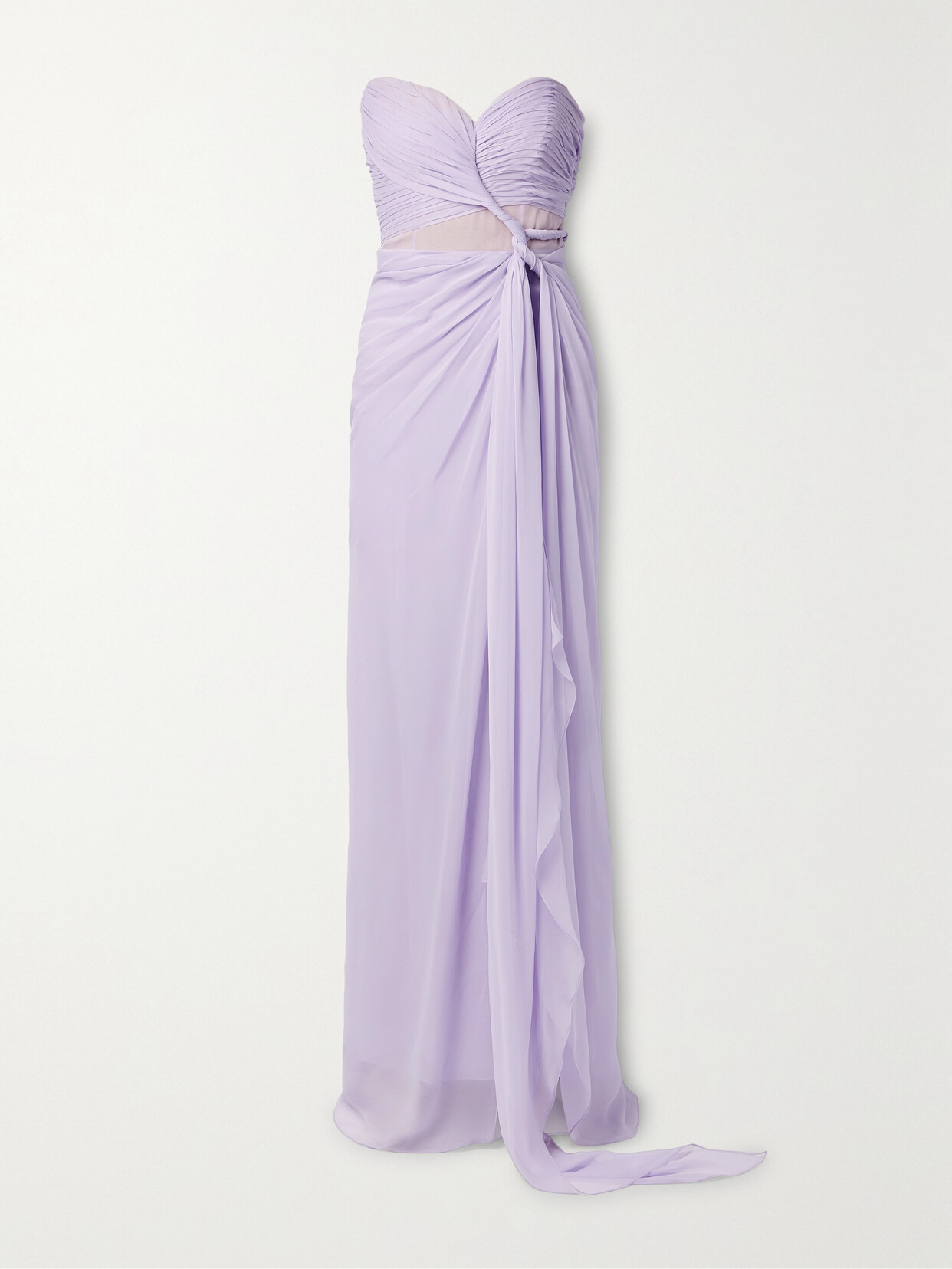 Oscar de la Renta - Strapless Twist-front Silk-chiffon Gown - Purple