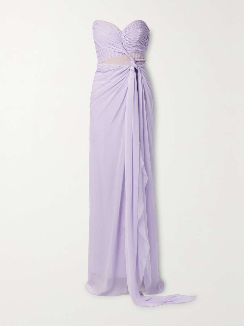 Oscar de la Renta Strapless Twist-front Silk-chiffon Gown