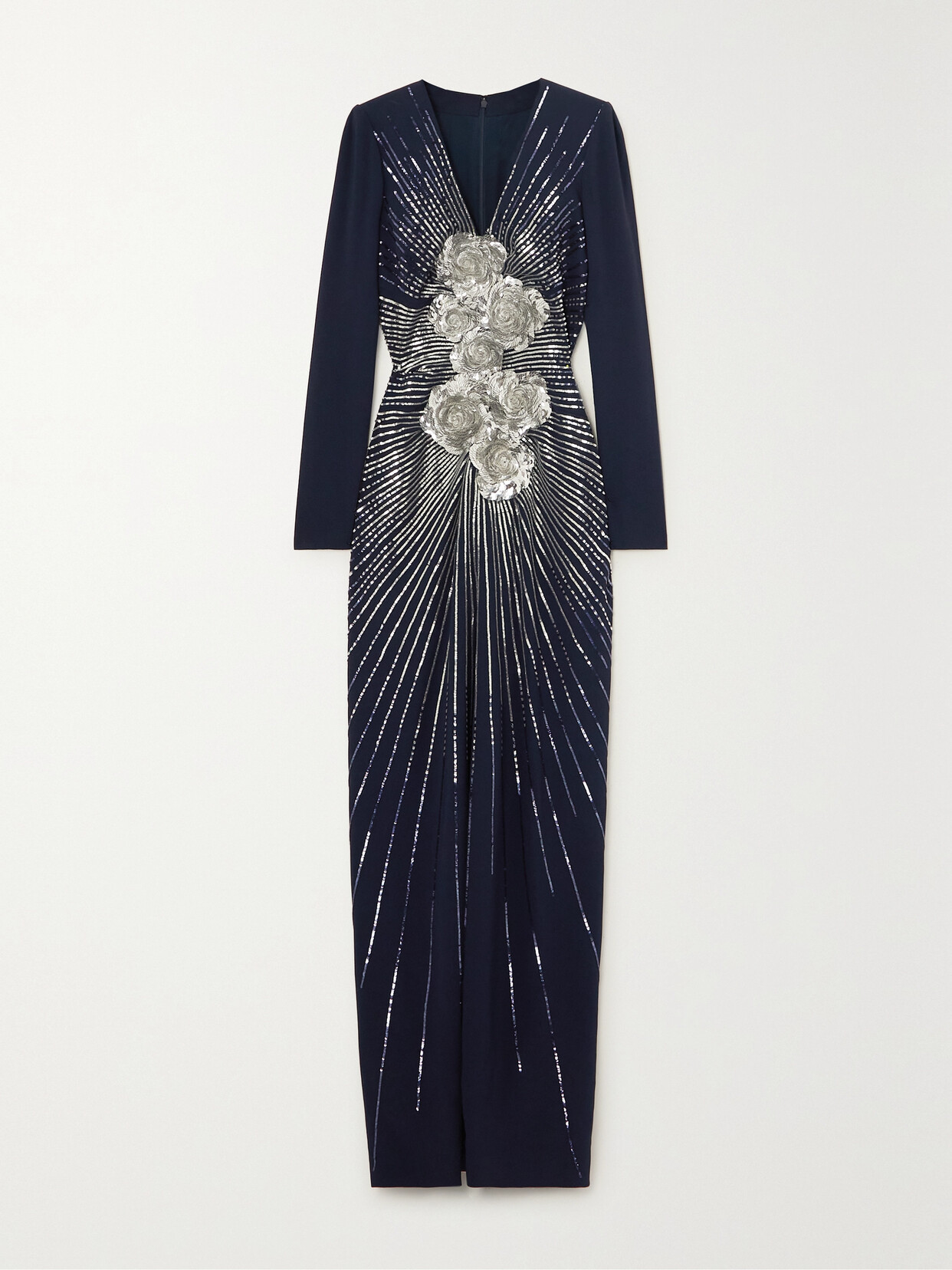 Shop Oscar De La Renta Sequin-embellished Cady Gown In Blue