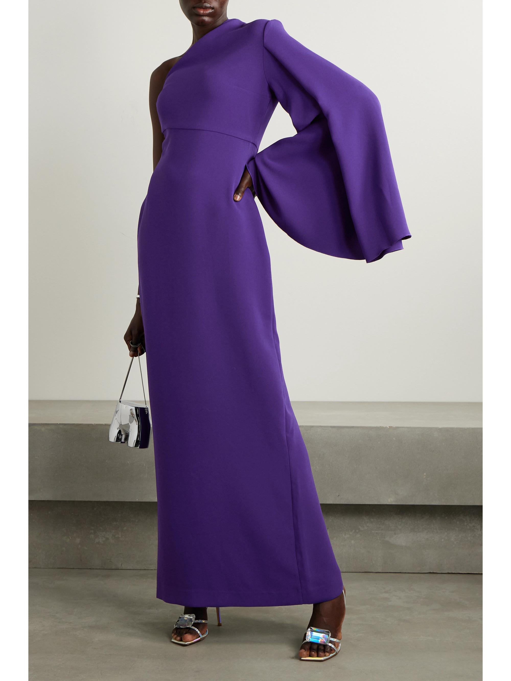 Solace London Elisa one-sleeve crepe gown