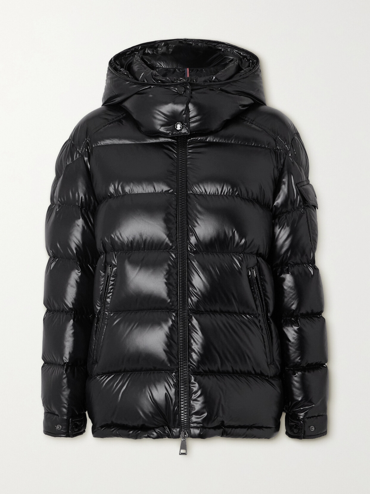 Shop Moncler Maire Hooded Quilted Glossed-shell Down Jacket In Black