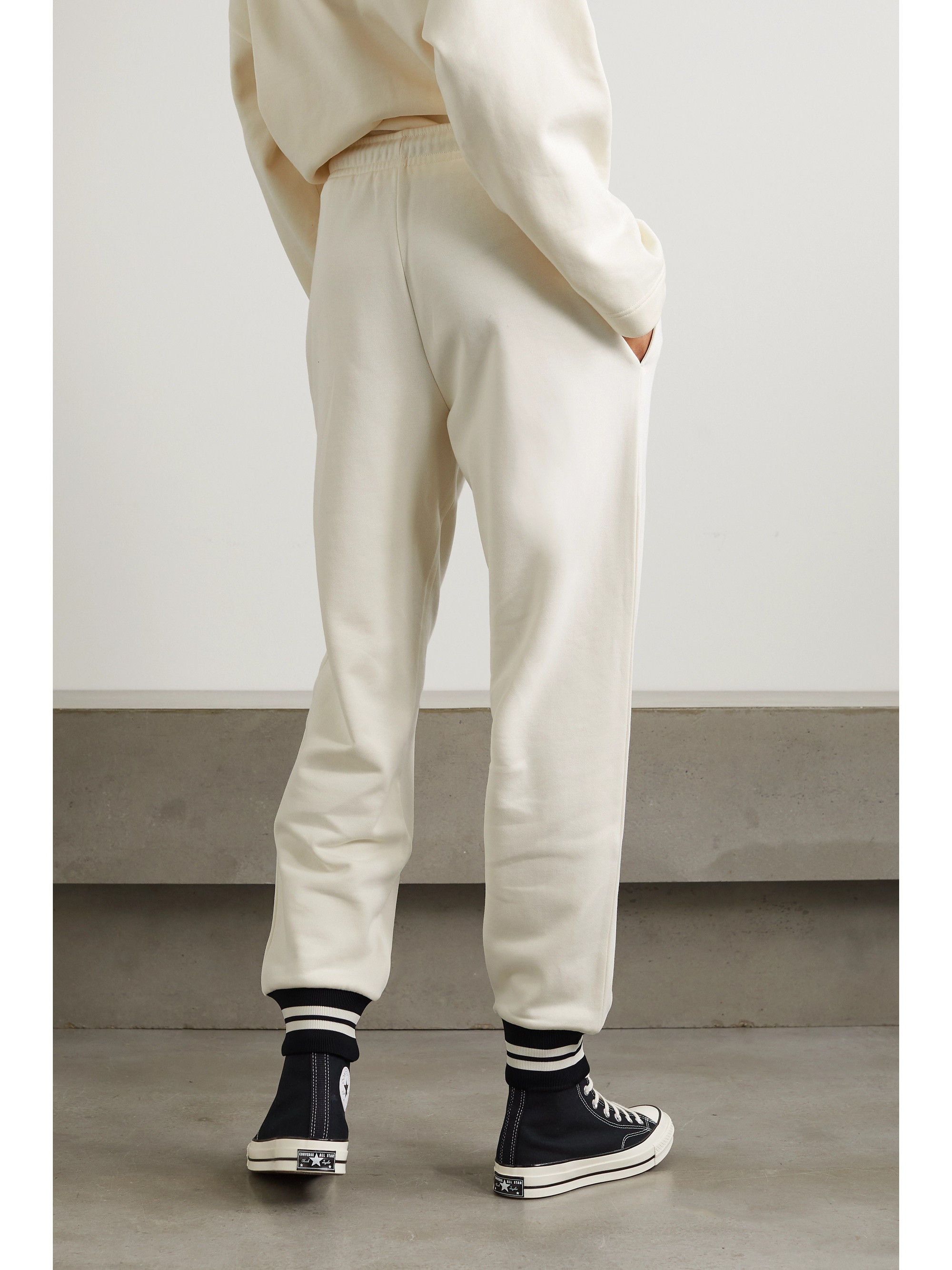 Moncler Striped tapered cotton-blend jersey track pants