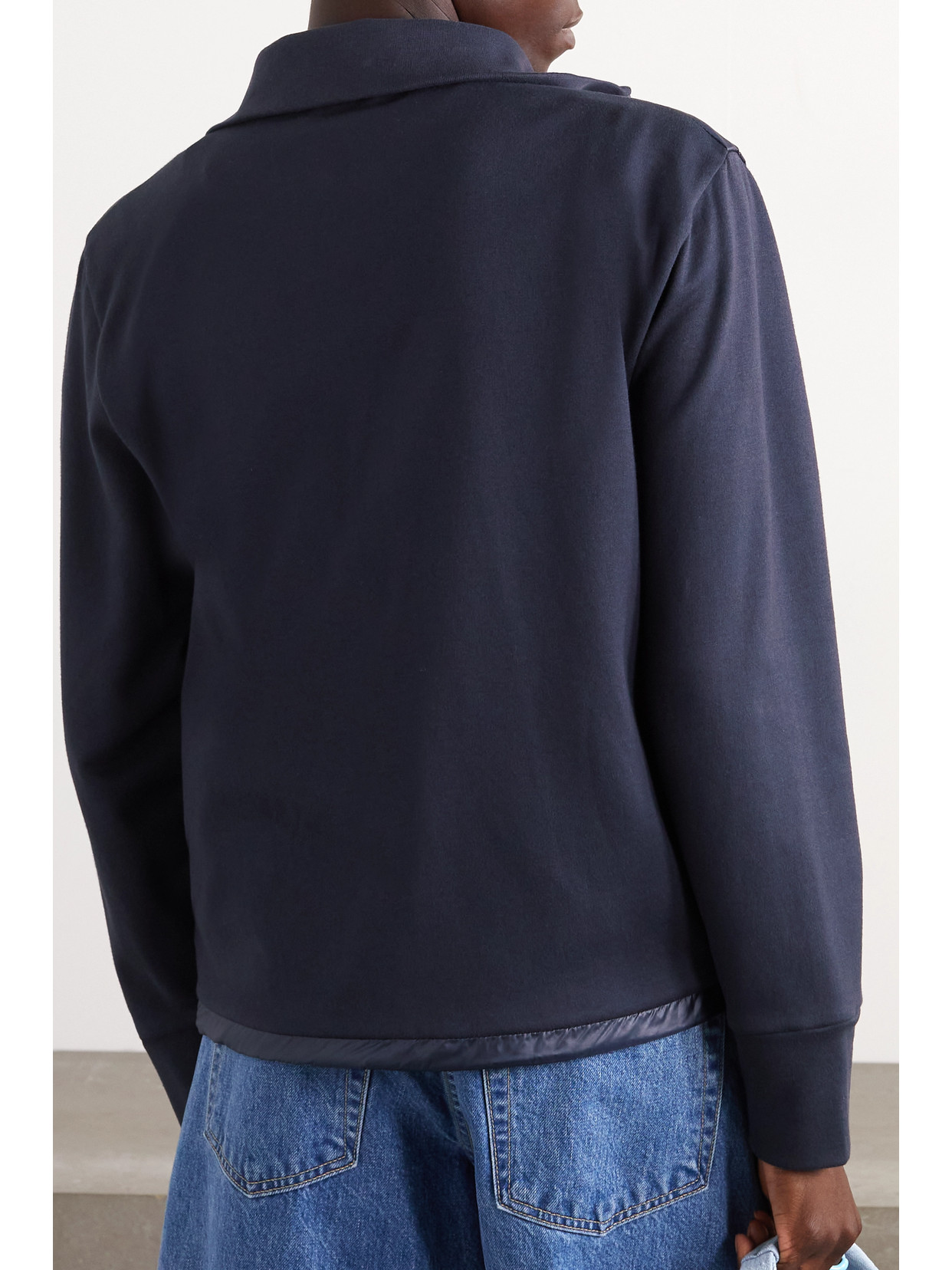 Appliquéd Cotton-Blend Jersey And Quilted Shell Down Jacket