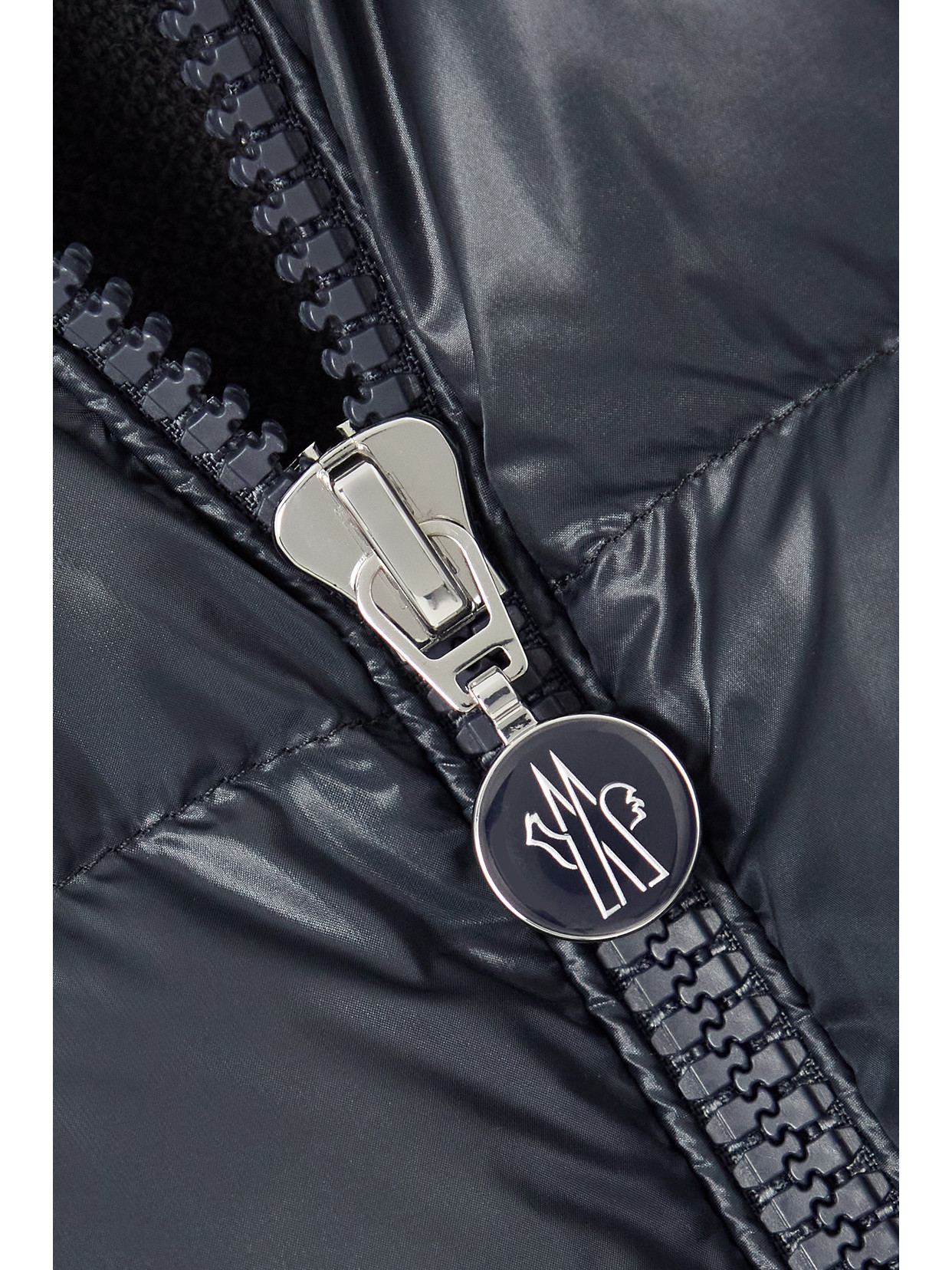 Appliquéd Cotton-Blend Jersey And Quilted Shell Down Jacket