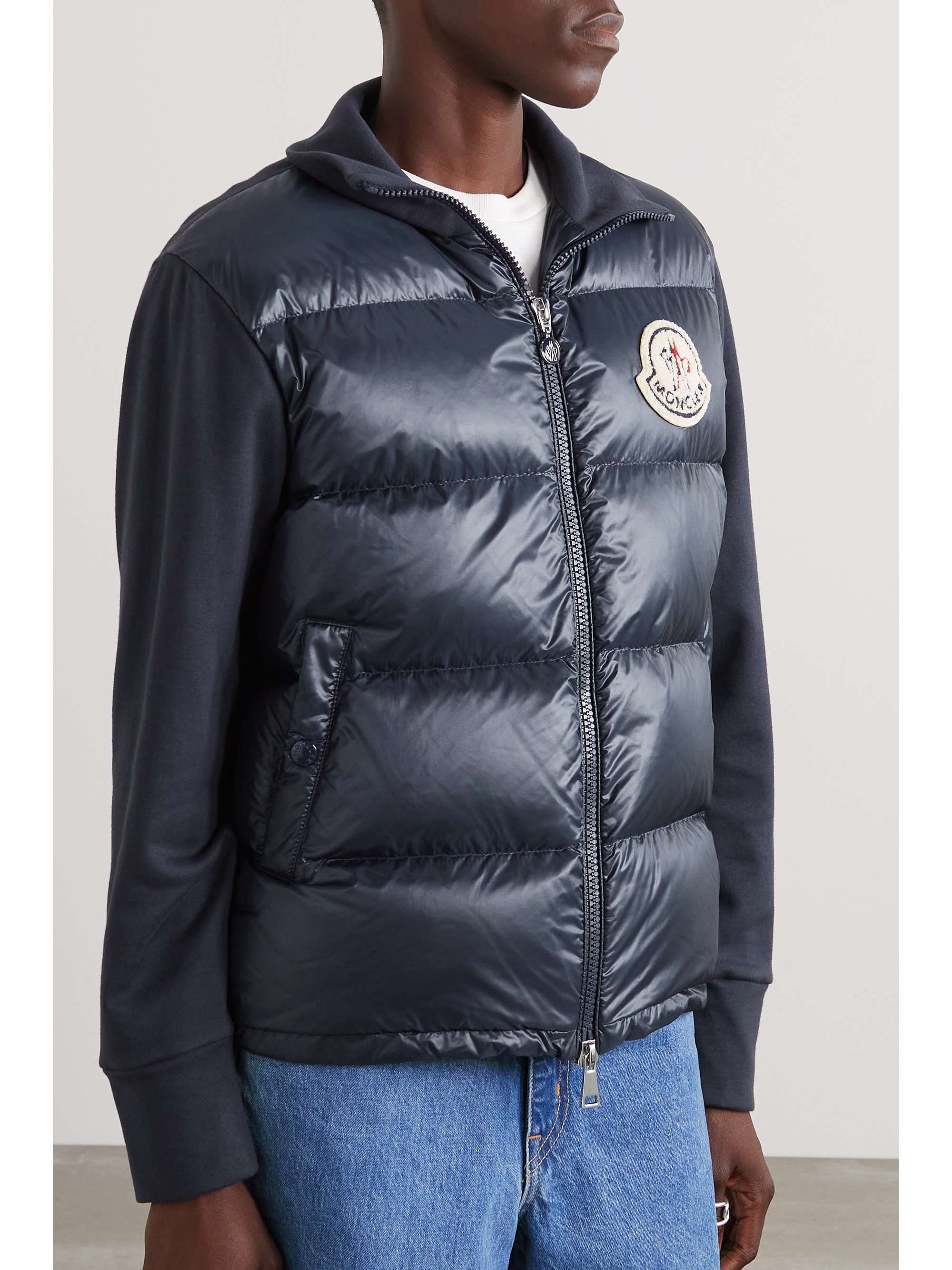 MONCLER Appliquéd cotton-blend jersey and quilted shell down jacket ...