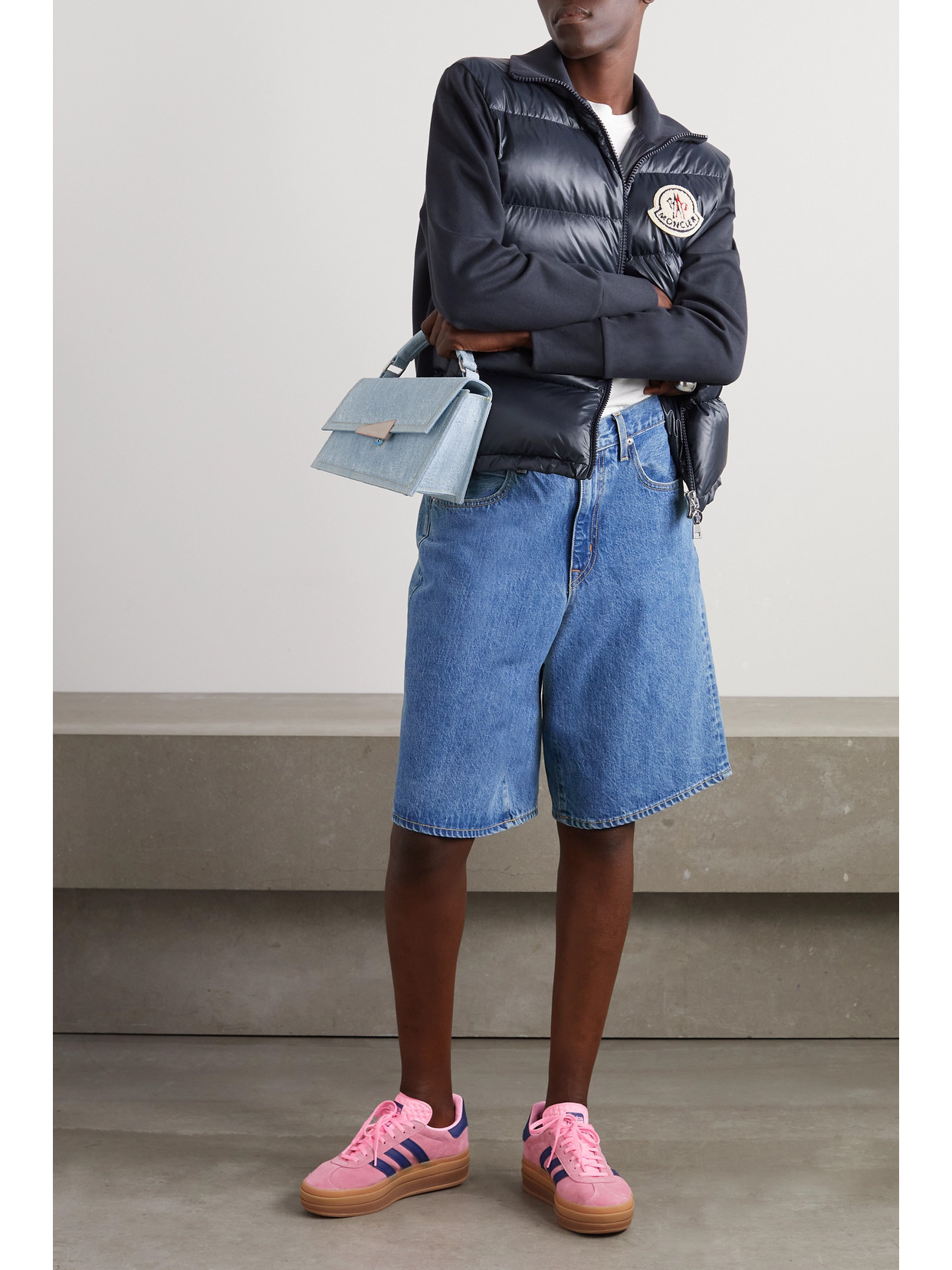 Appliquéd Cotton-Blend Jersey And Quilted Shell Down Jacket