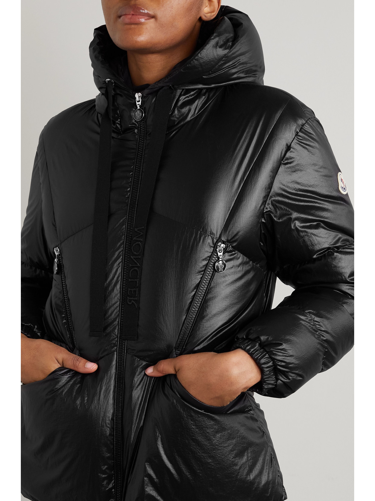 Seine Hooded Quilted Padded Glossed-Shell Down Jacket