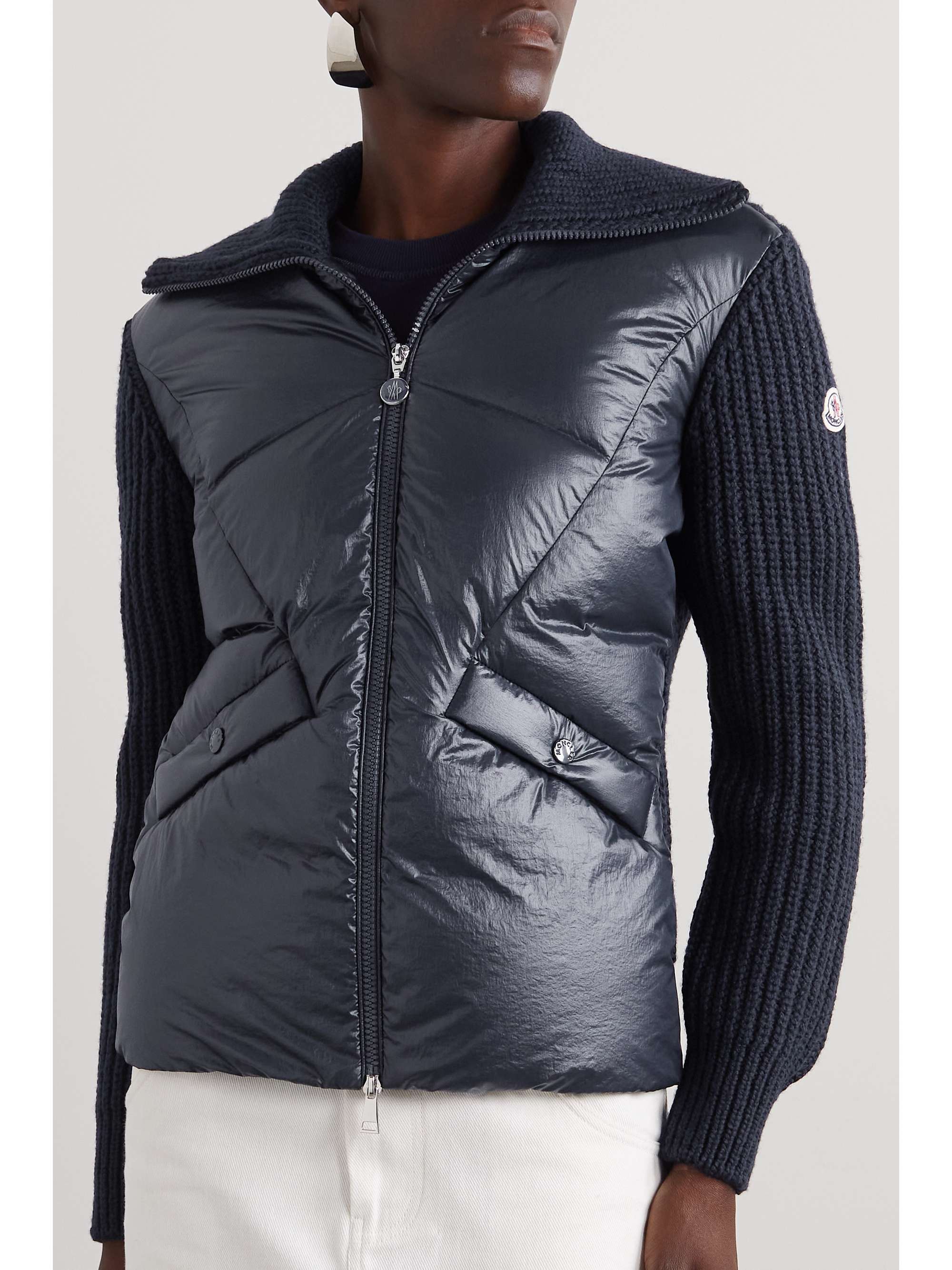 MONCLER Ribbed wool-blend and quilted shell down jacket | NET-A-PORTER