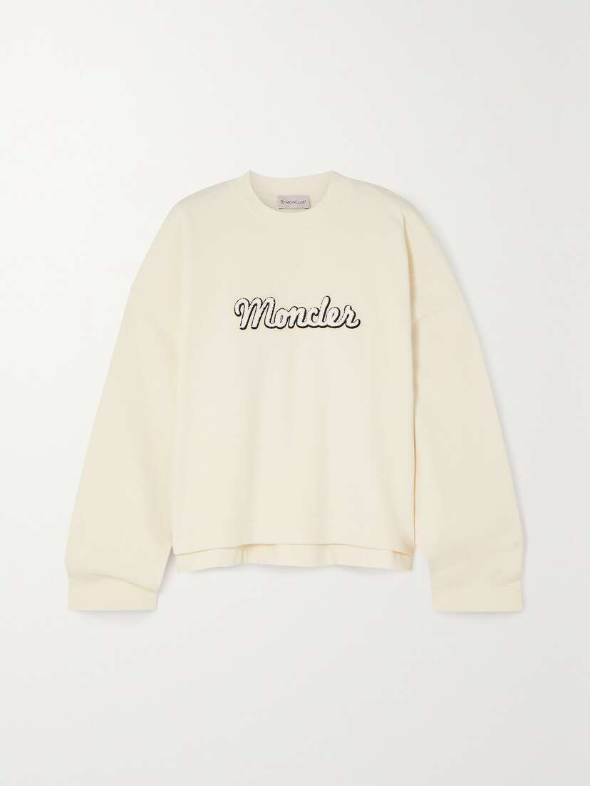 Moncler Flocked Cotton-blend Jersey Sweatshirt