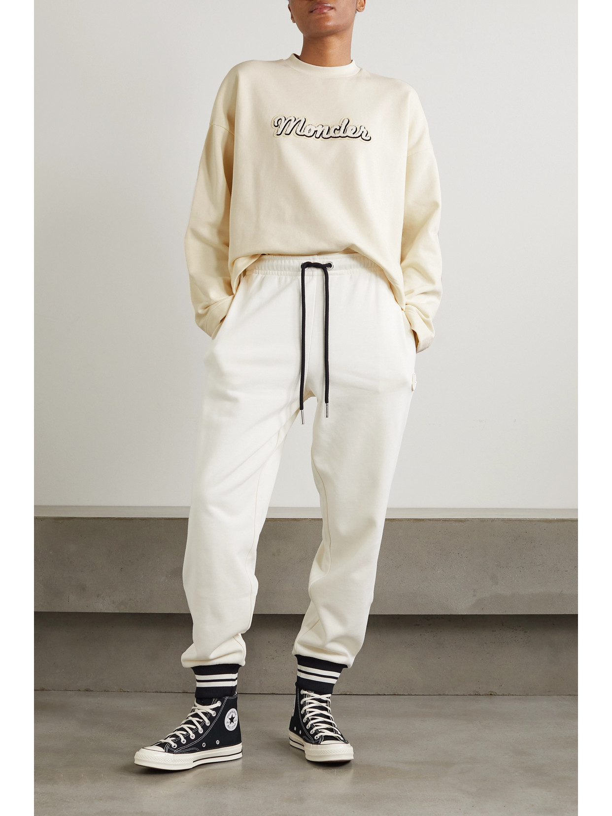 Flocked Cotton-Blend Jersey Sweatshirt