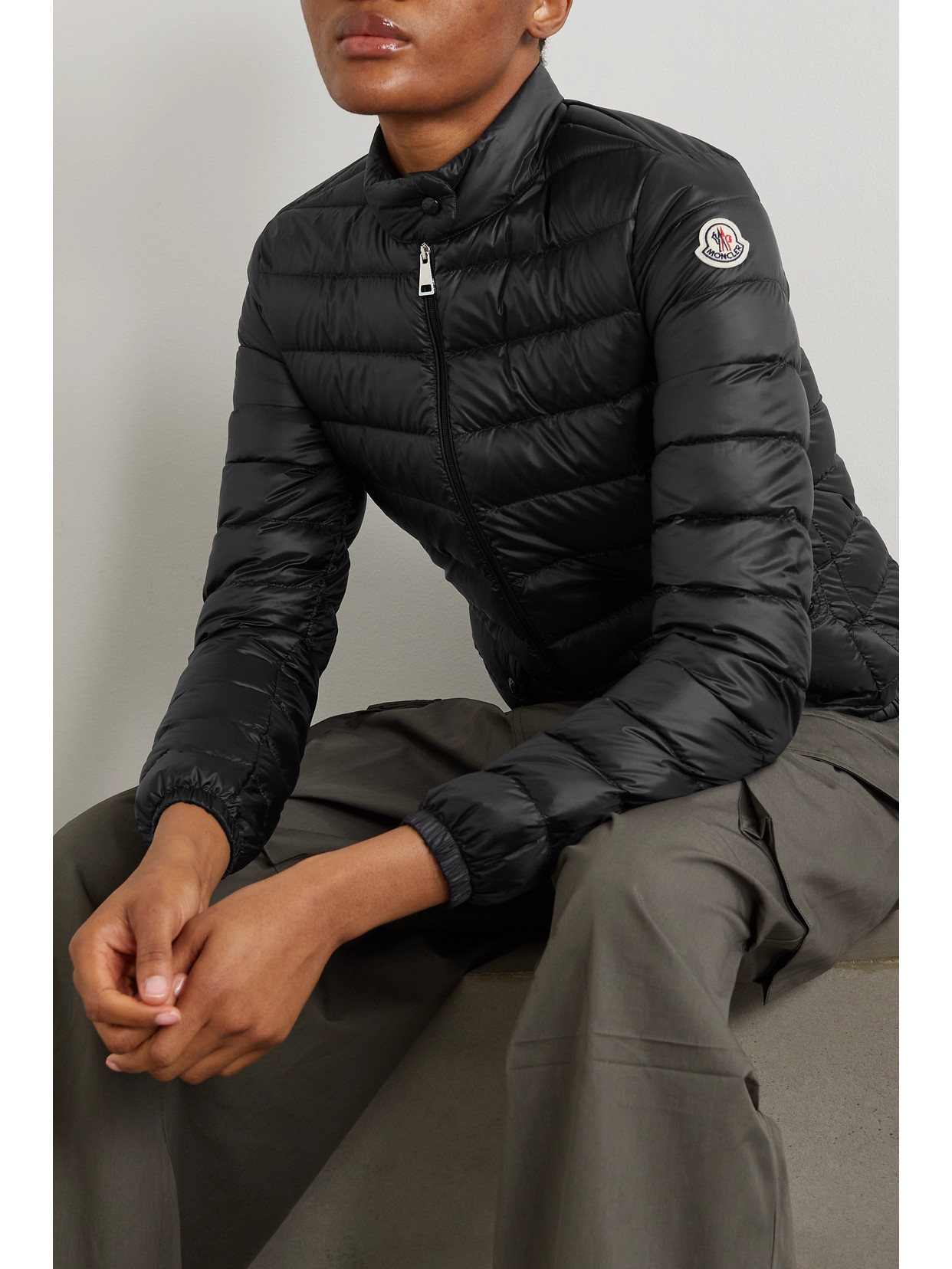 Moncler Lans Down Jacket With Pockets On The Front In Black