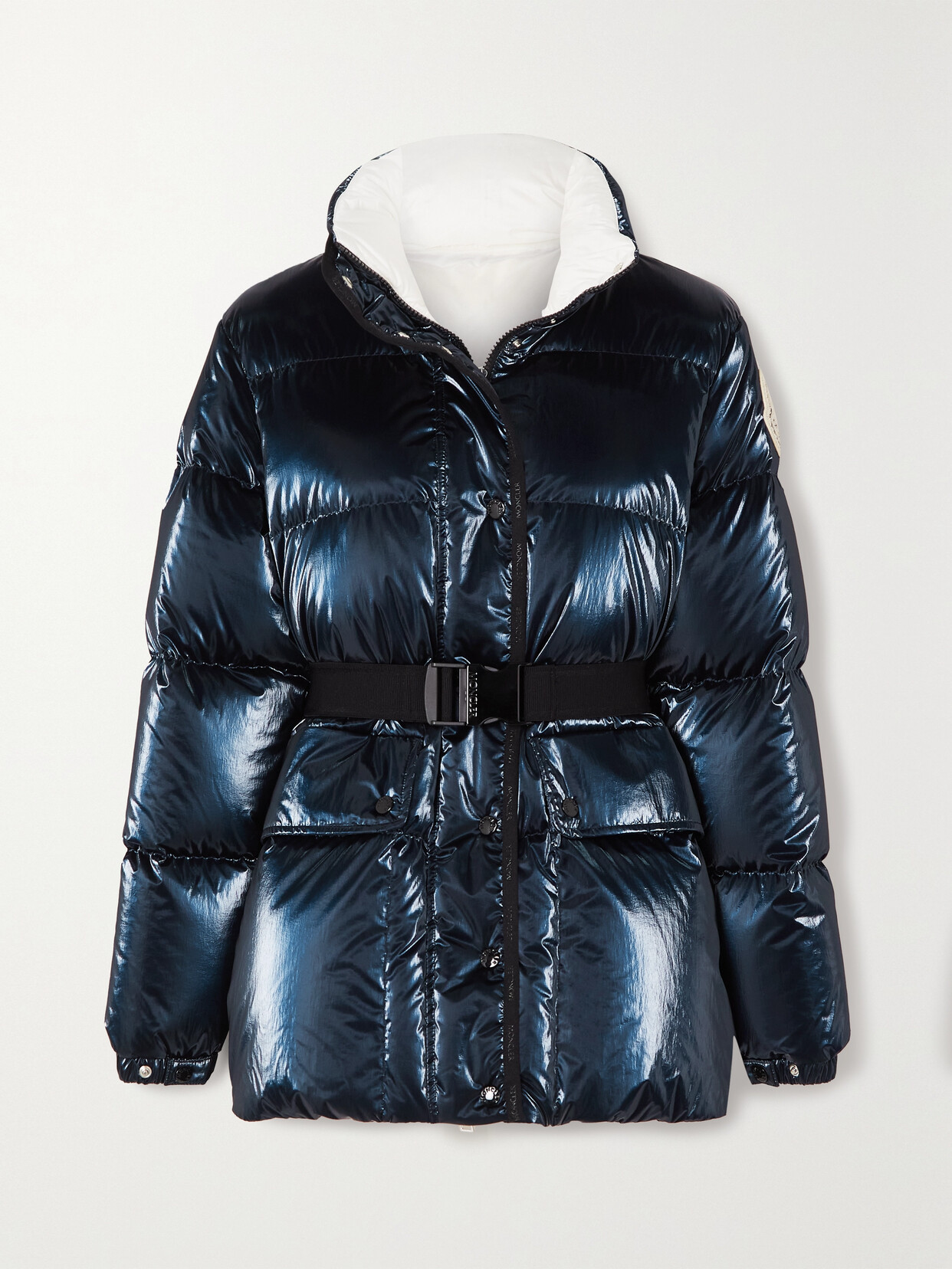 Shop Moncler Herault Hooded Quilted Padded Glossed-shell Down Coat In Blue