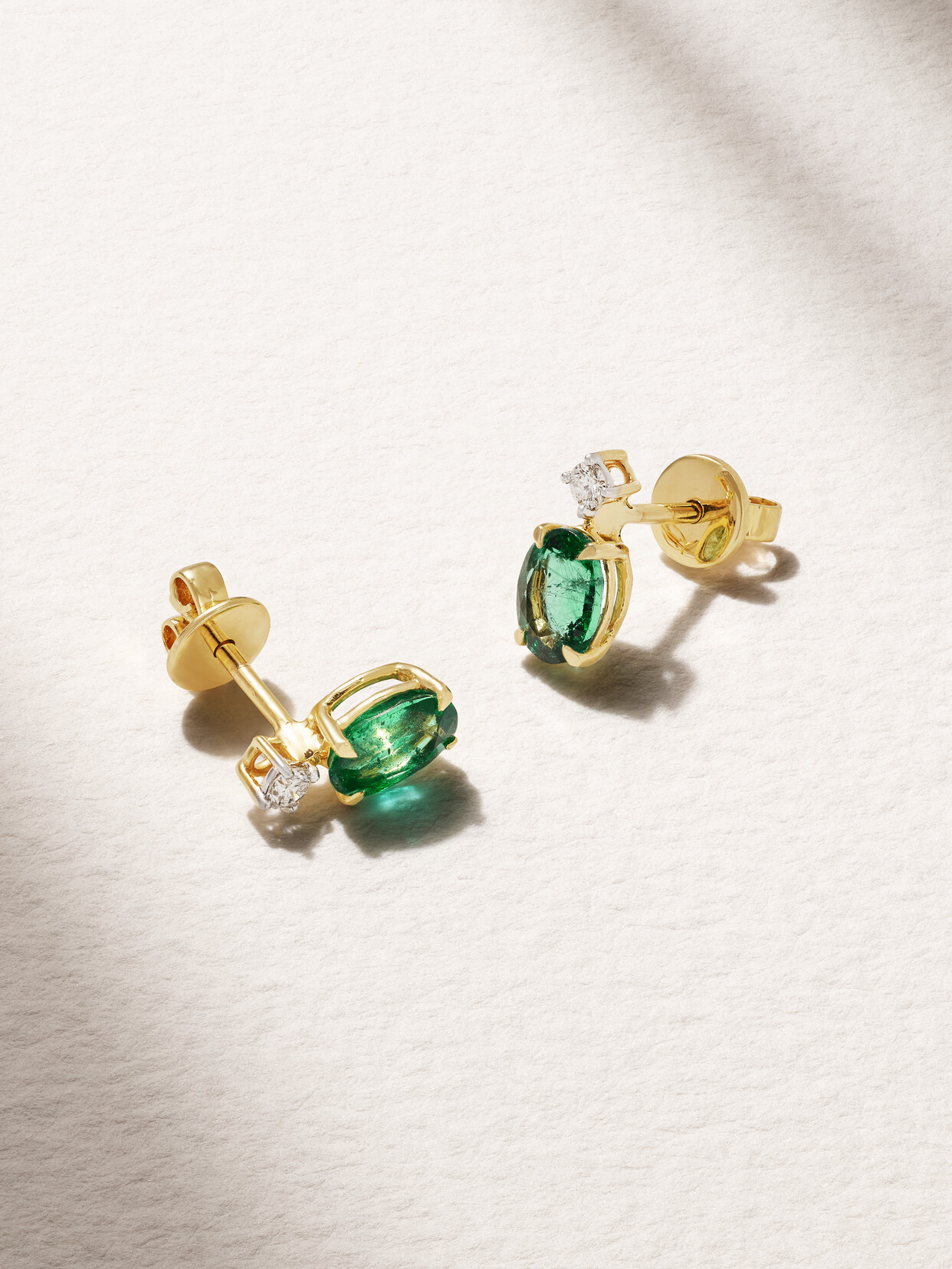 House Of Meraki Tokyo 18-karat Gold, Emerald And Diamond Earrings