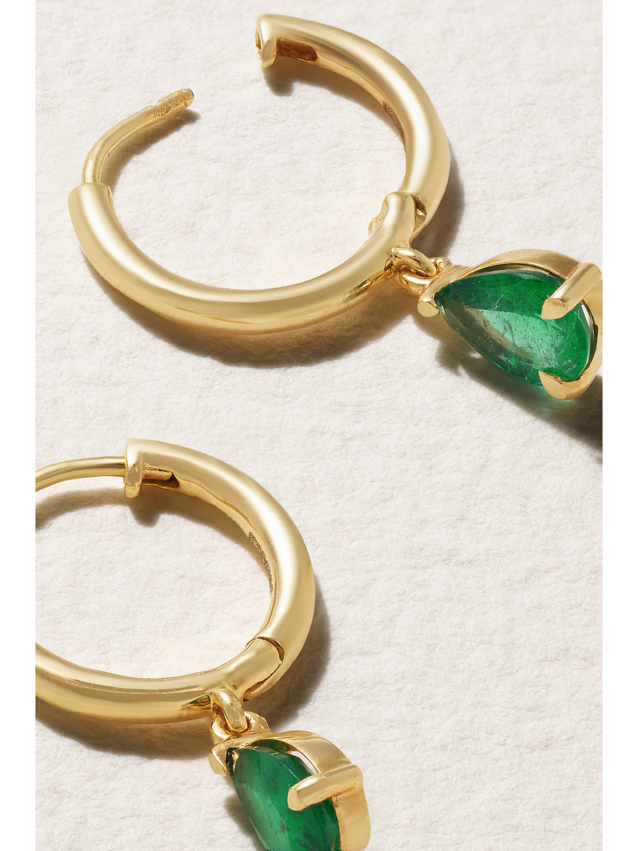 Shop House Of Meraki 18-karat Gold Emerald Hoop Earrings