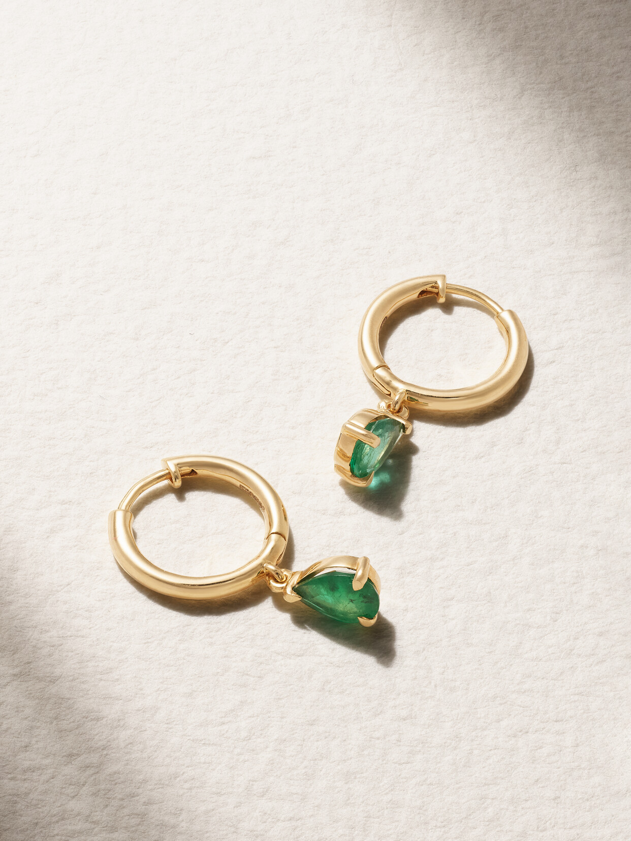 House Of Meraki 18-karat Gold Emerald Hoop Earrings