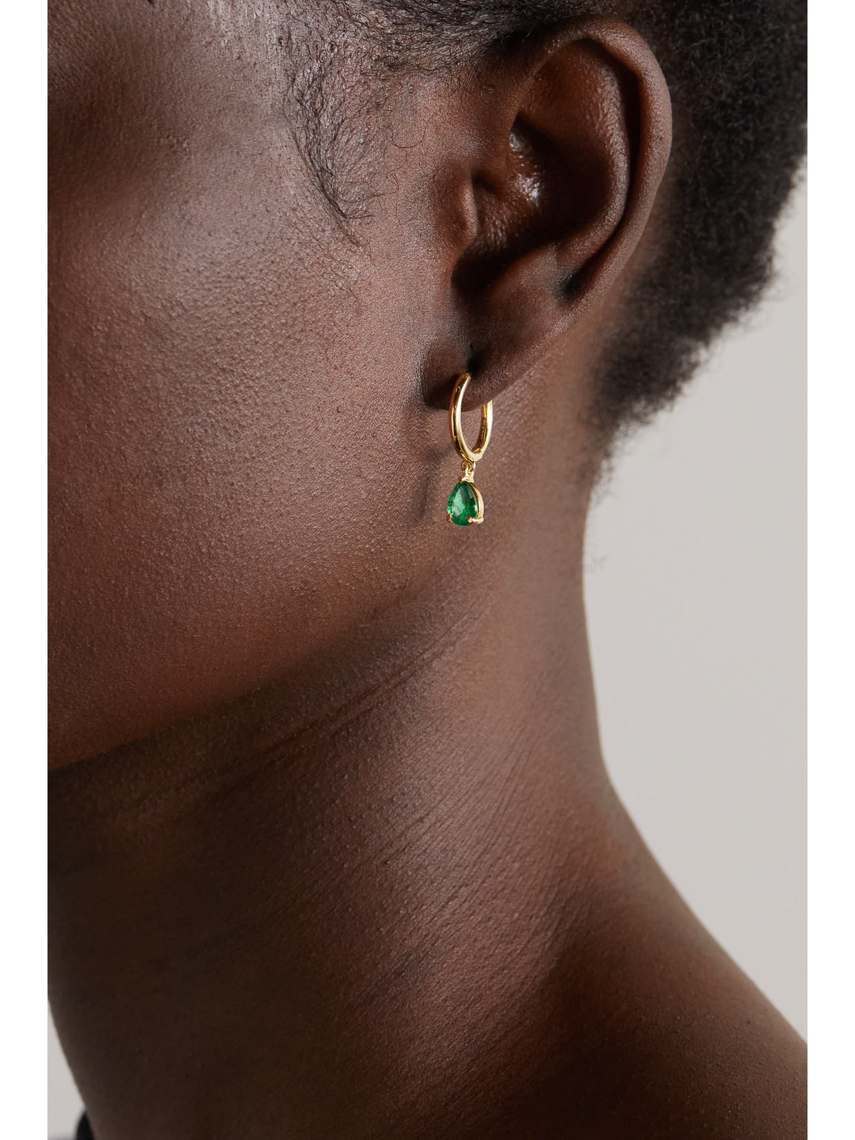 Shop House Of Meraki 18-karat Gold Emerald Hoop Earrings