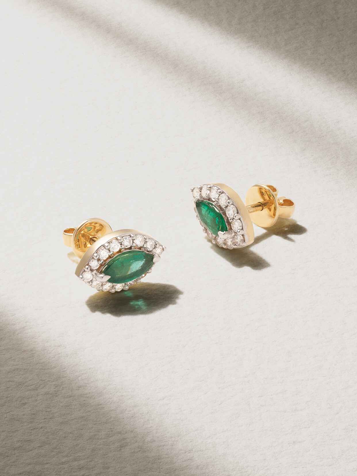 House Of Meraki Myra Mini 18-karat Gold, Emerald And Diamond Earrings