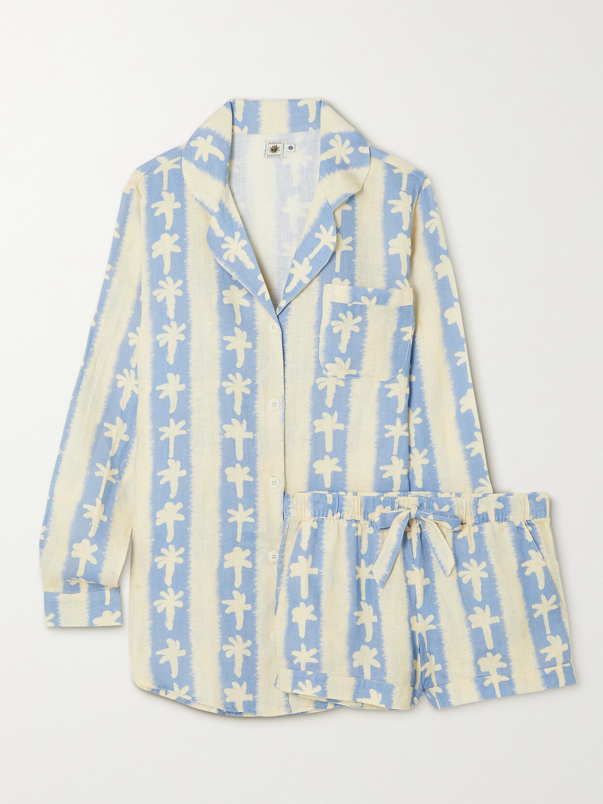 Desmond & Dempsey - + Net Sustain Printed Linen Pajama Set - Blue