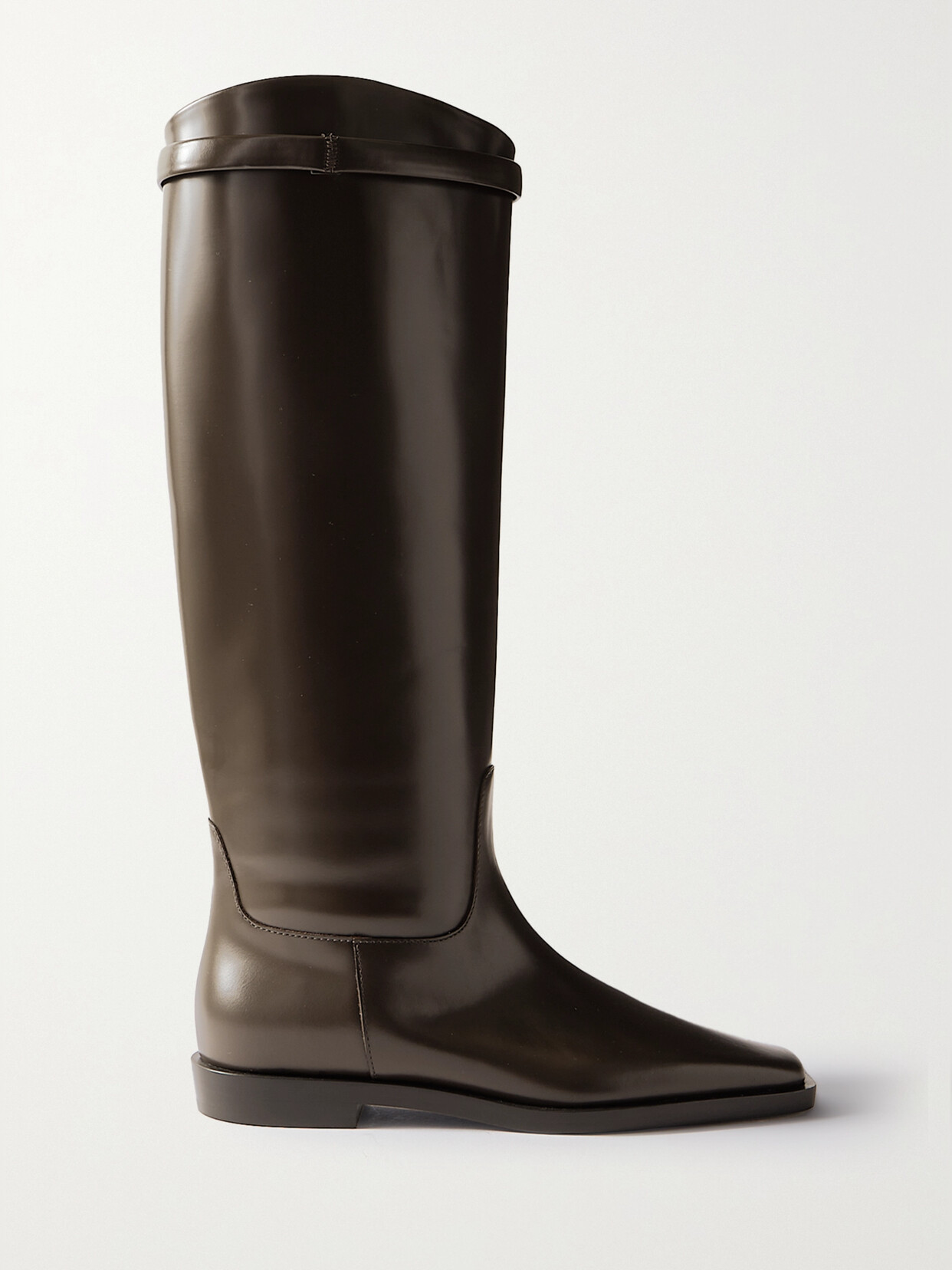 Shop Totême + Net Sustain The Riding Leather Knee Boots In Brown