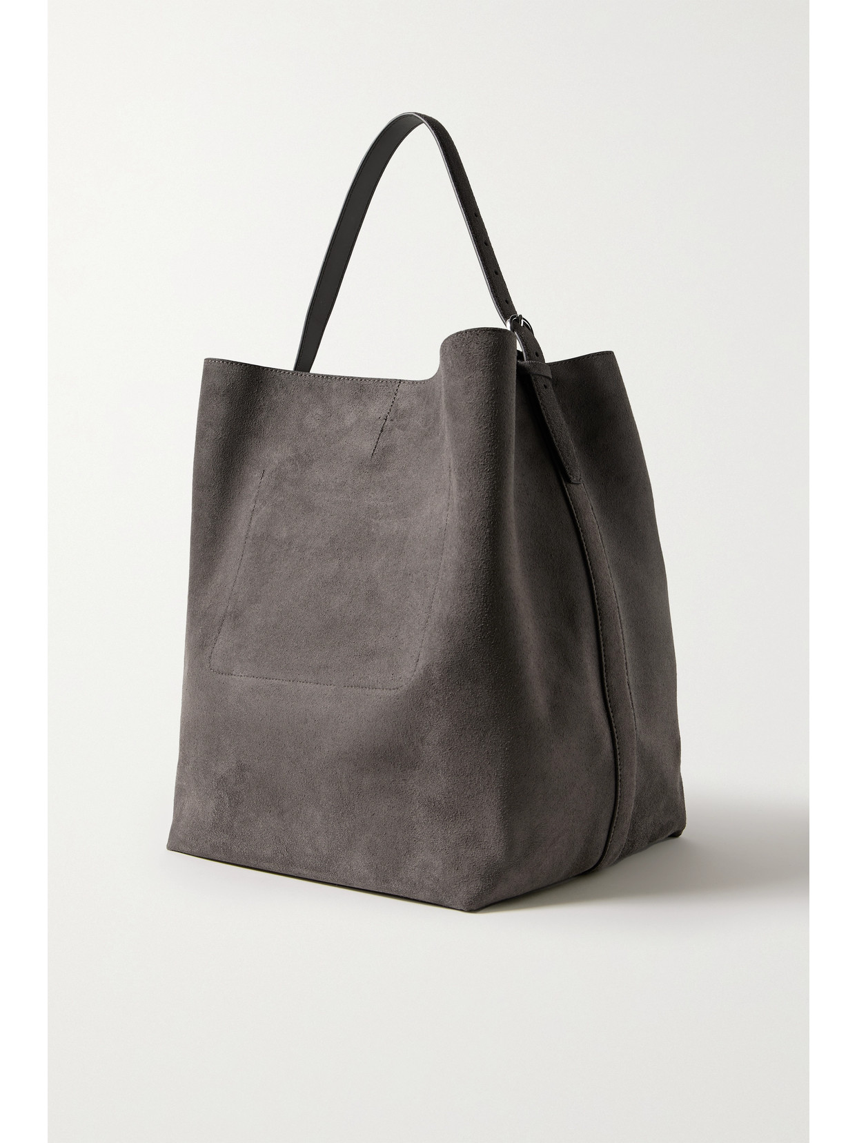 Totême Large Belted Suede Tote Bag In Gray