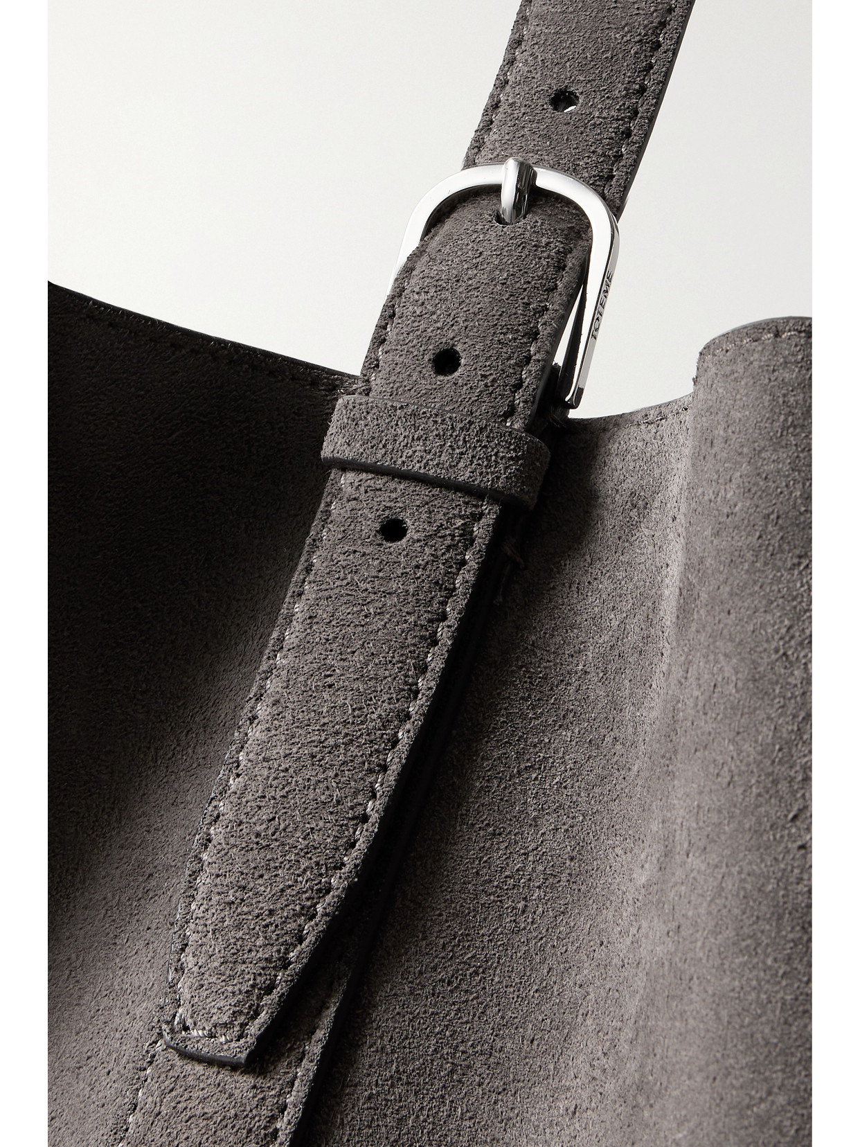 Totême Large Belted Suede Tote Bag In Granite | ModeSens