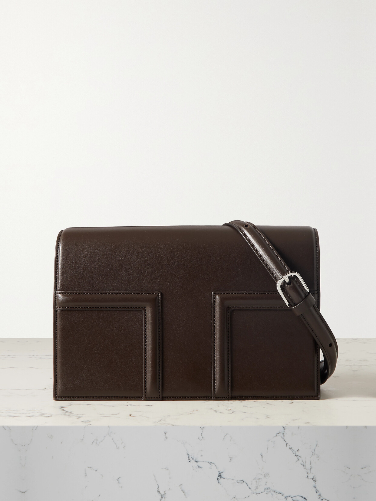 Totême T-flap Leather Shoulder Bag In Brown