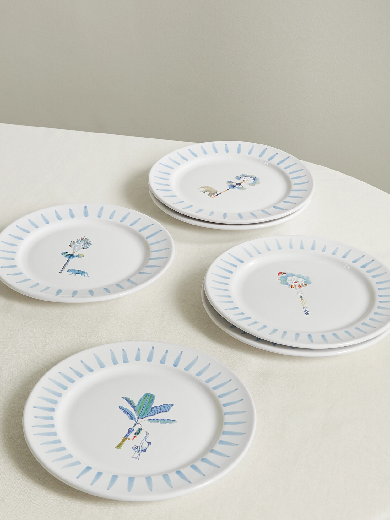 Emporio Sirenuse - Set Of Six Ceramic Dinner Plates - Blue