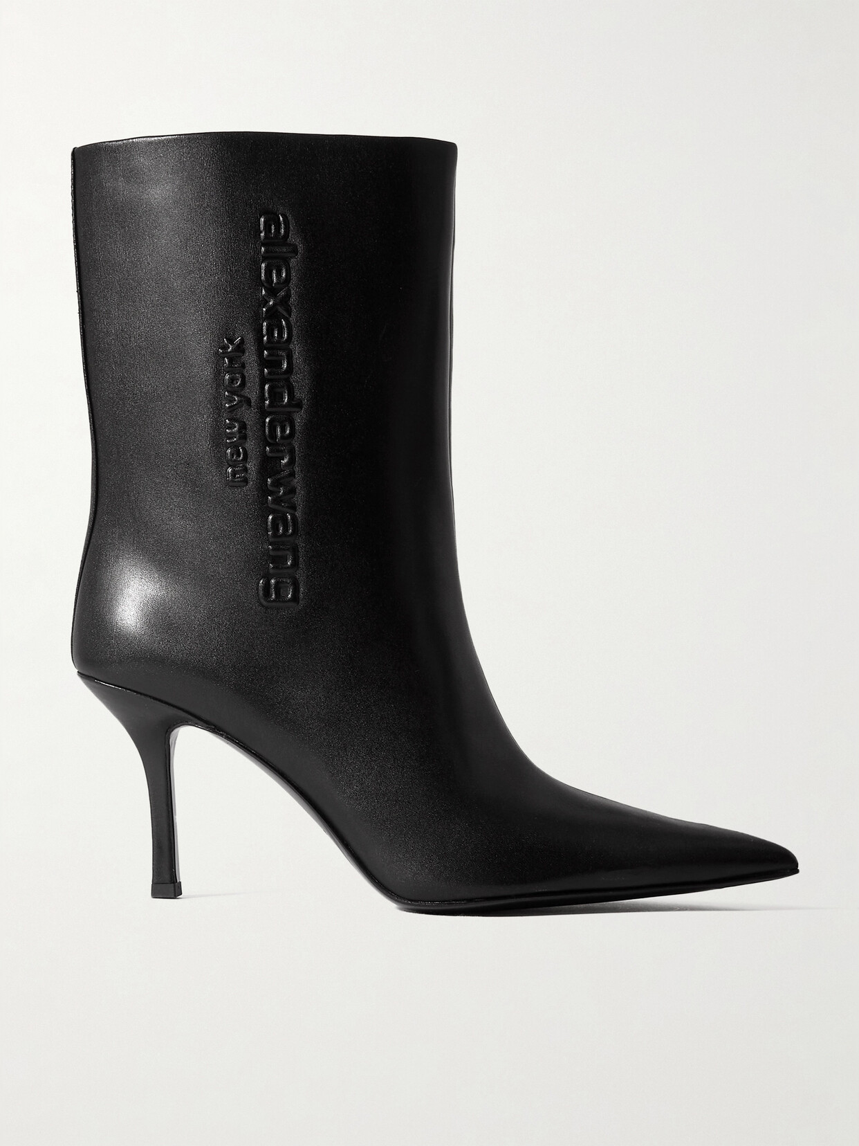 ALEXANDER WANG DELPHINE LOGO-EMBOSSED SILICONE-TRIMMED LEATHER ANKLE BOOTS