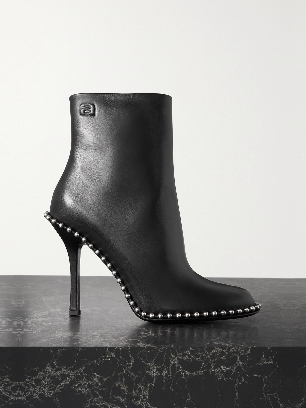 Alexander Wang - Nova Logo-embossed Studded Leather Ankle Boots - Black