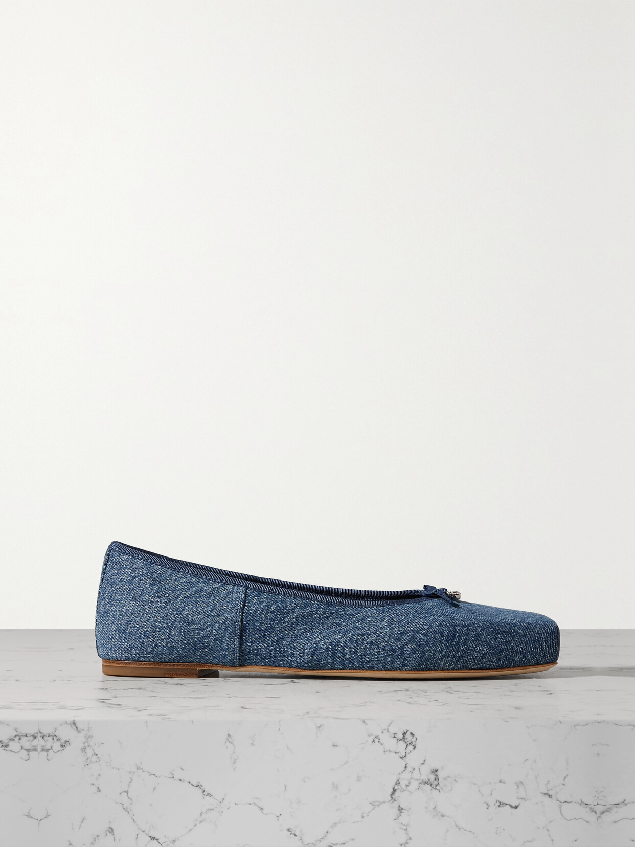 Alexander Wang - Billie Crystal-embellished Denim Ballet Flats - Blue