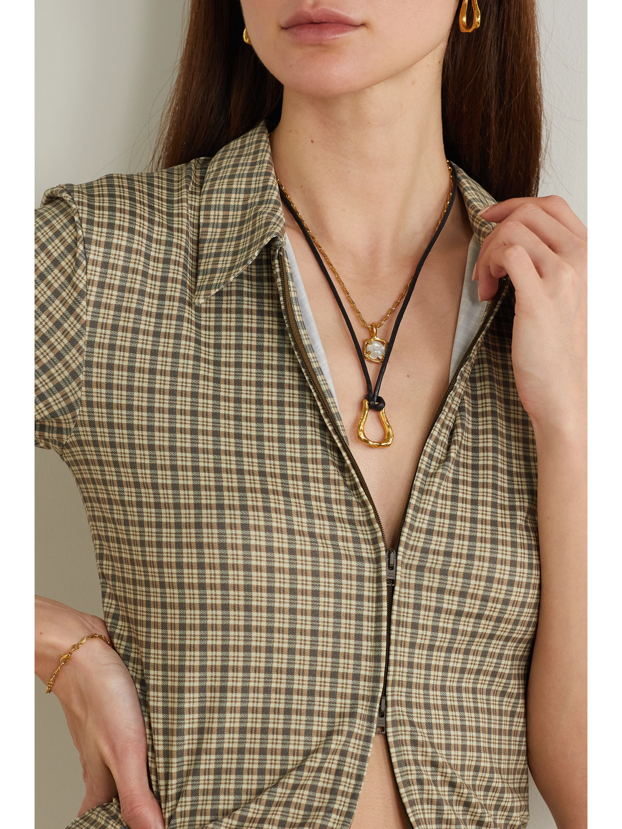 Shop Alighieri + Net Sustain The Mini Link Of Wanderlust Gold-plated Cord Necklace