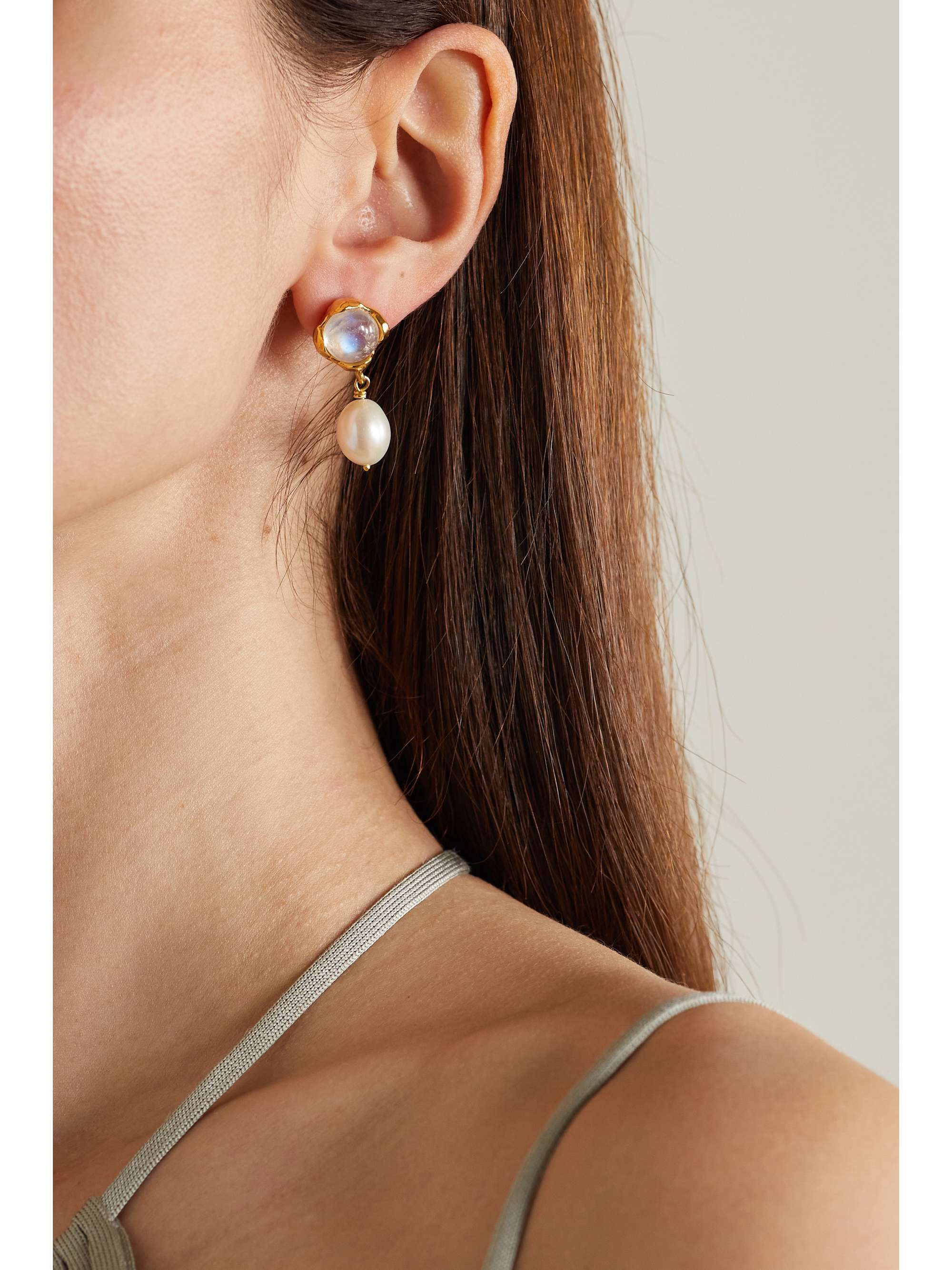 ALIGHIERI The Moonlight Capture gold-plated, pearl and moonstone earrings