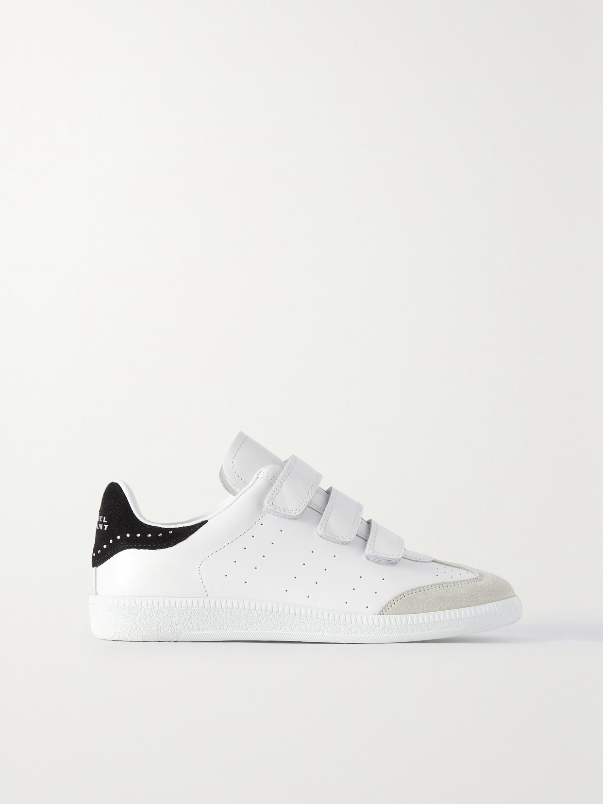 Isabel Marant Beth Crystal-detailed Perforated Suede-trimmed Leather Sneakers In White