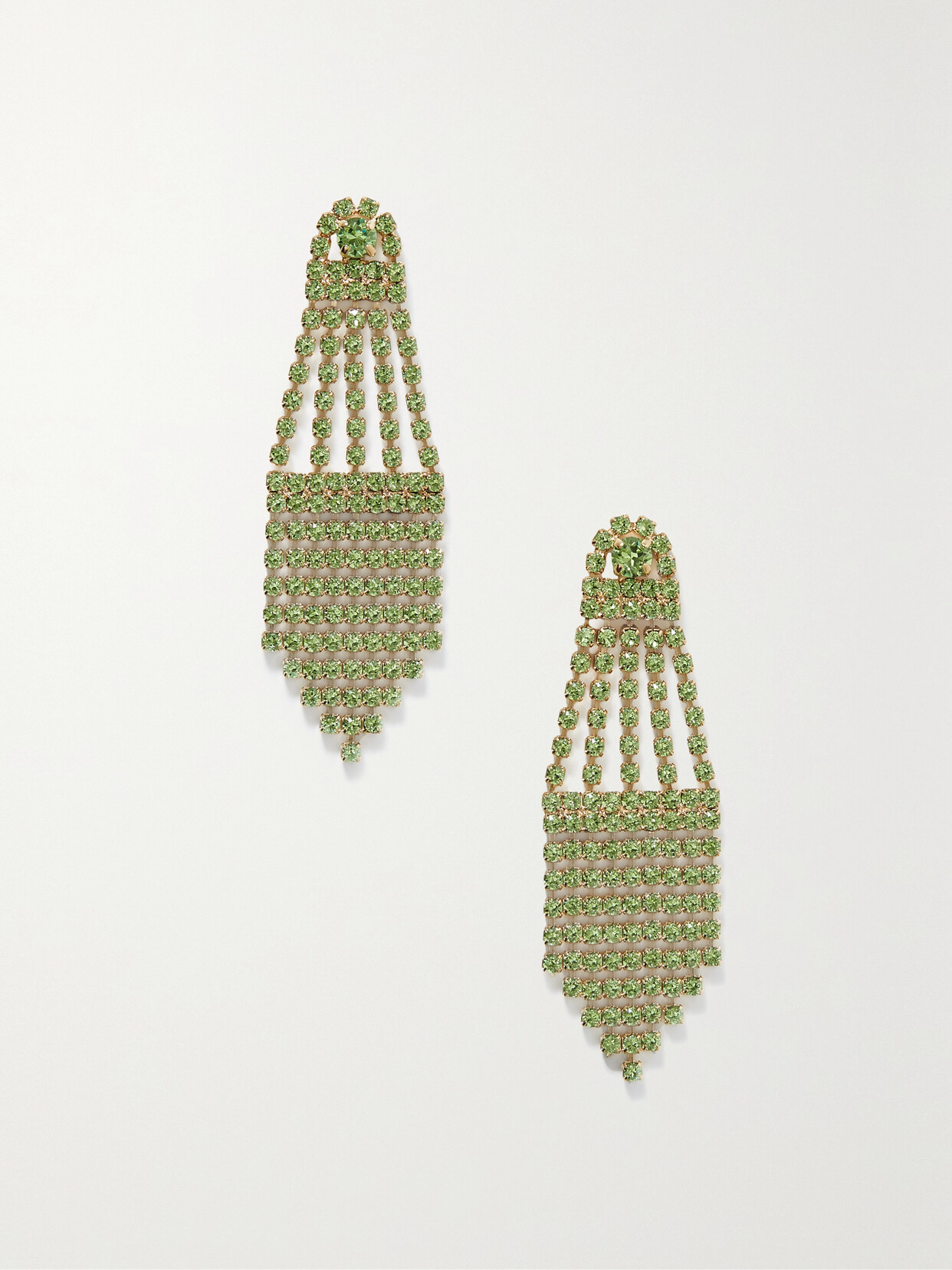 Oscar De La Renta Gold-tone Crystal Earrings In Green