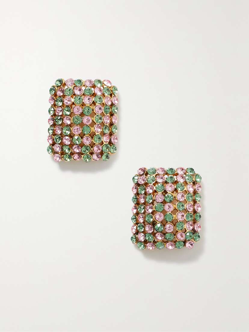 Oscar de la Renta Disco Gold-tone Crystal Earrings