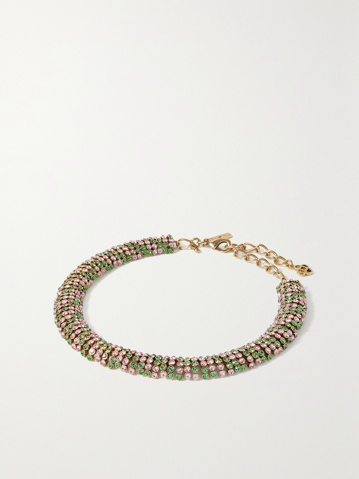 Oscar de la Renta - Disco Gold-tone Crystal Necklace - Green