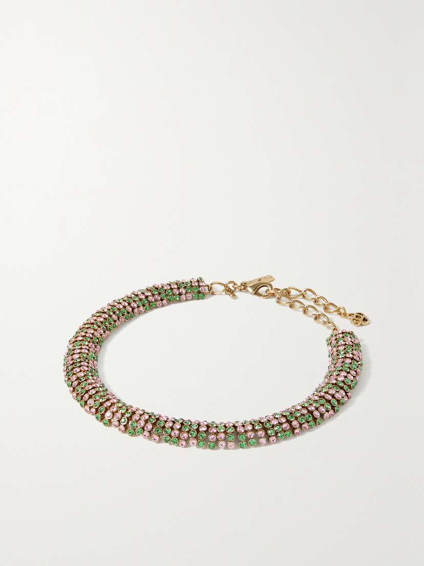 Oscar de la Renta Disco Gold-tone Crystal Necklace