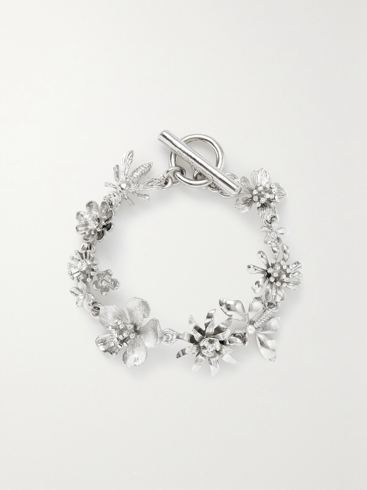 Oscar De La Renta Bloom Silver-tone Crystal Bracelet