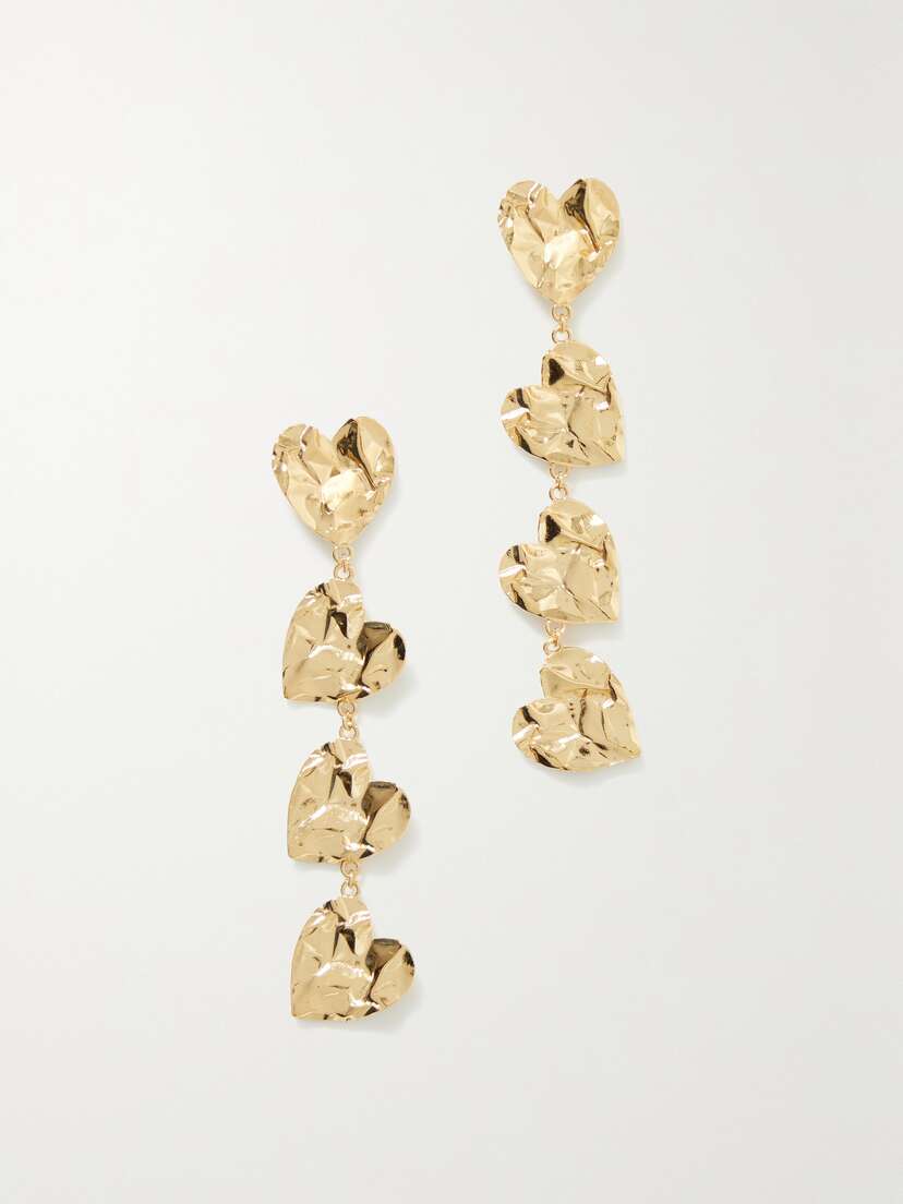 Oscar de la Renta Crushed Heart -tone Earrings