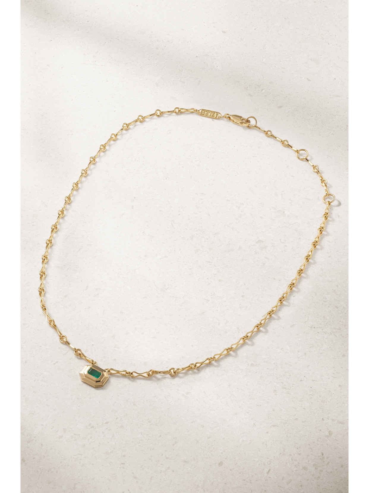 Azlee Staircase 18-karat Gold Emerald Necklace