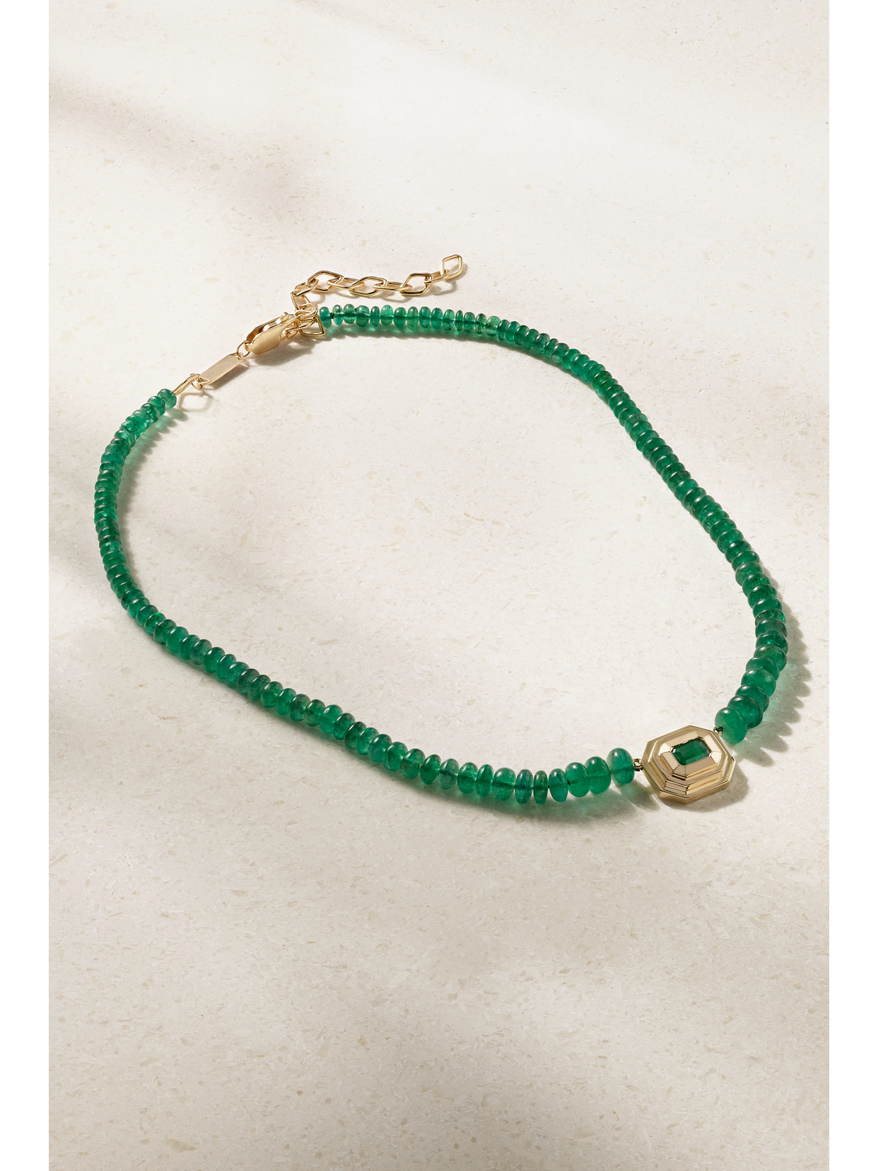 Azlee 18-karat Gold Emerald Necklace