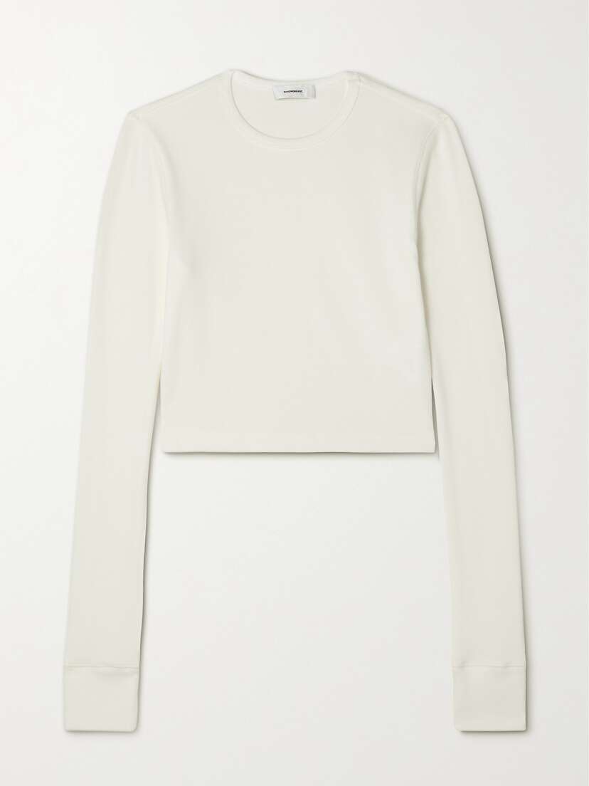 Wardrobe.NYC + Hailey Bieber Cropped Cotton-blend Top