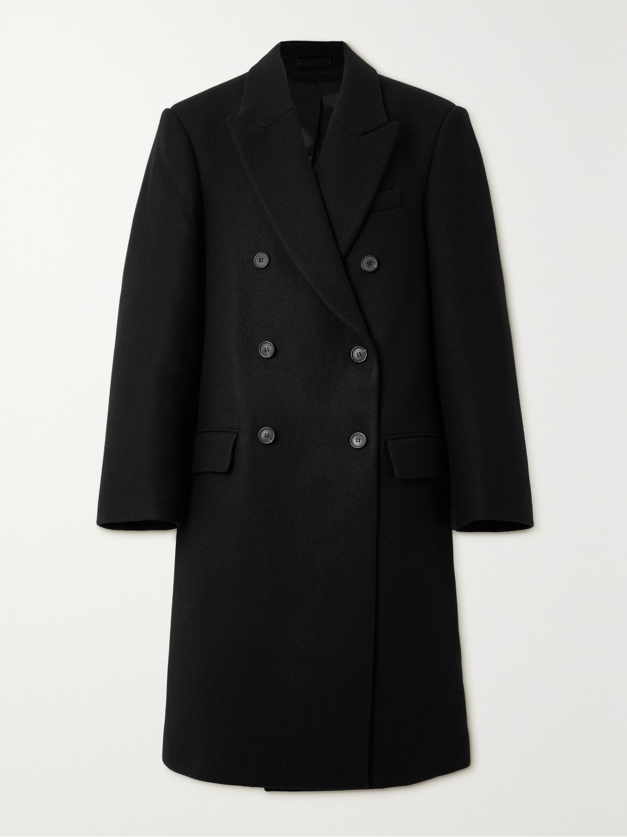 WARDROBE. NYC - + Hailey Bieber Double-breasted Wool Coat - Black