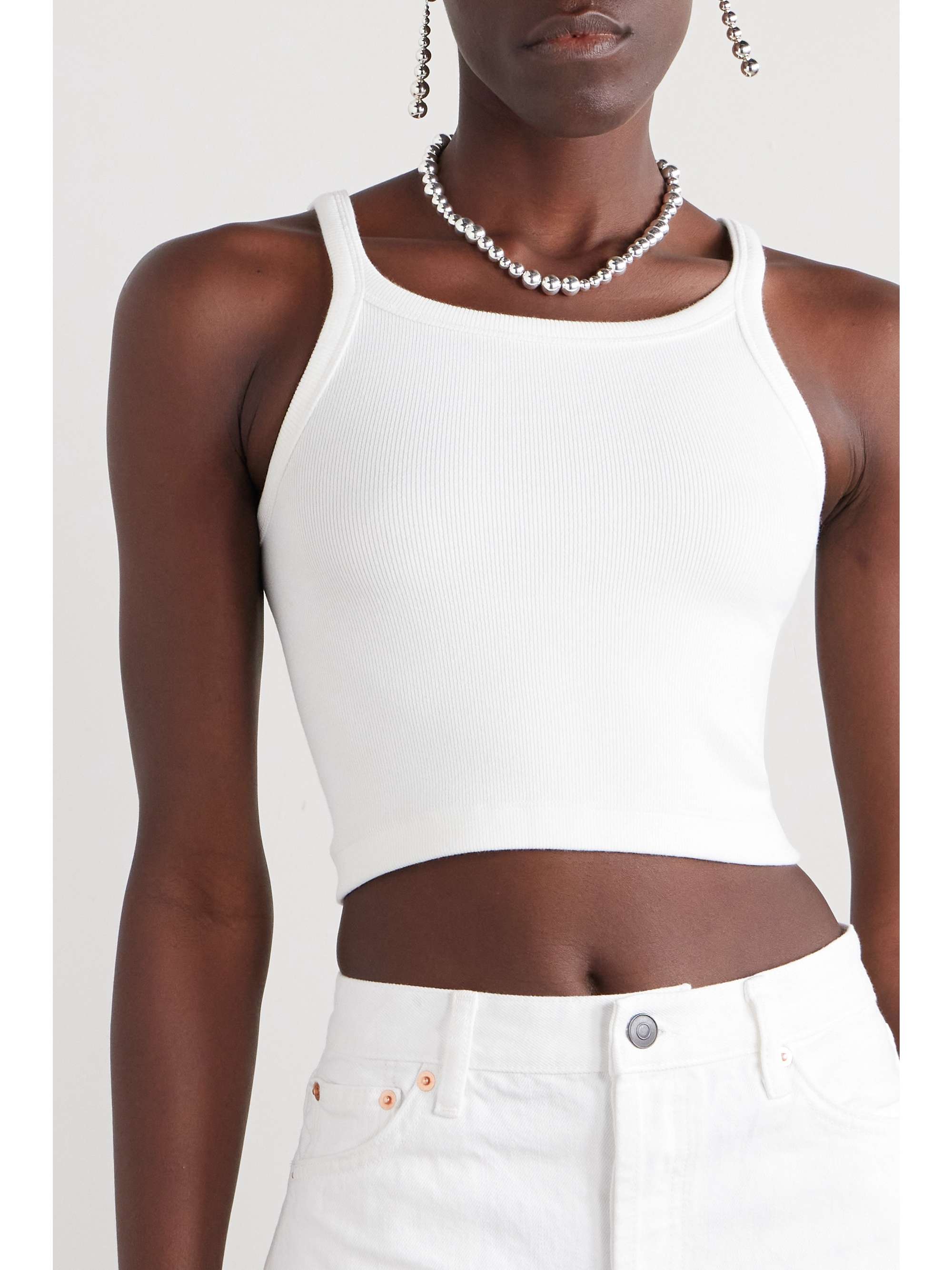 WARDROBE.NYC + Hailey Bieber geripptes Tanktop aus Stretch-Baumwolle