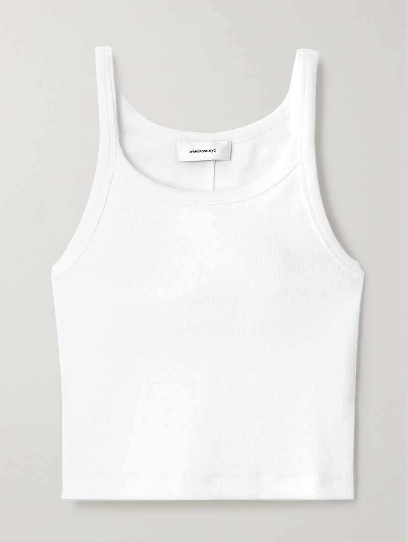 Wardrobe.NYC + Hailey Bieber Cropped Ribbed Stretch-cotton Tank - x large