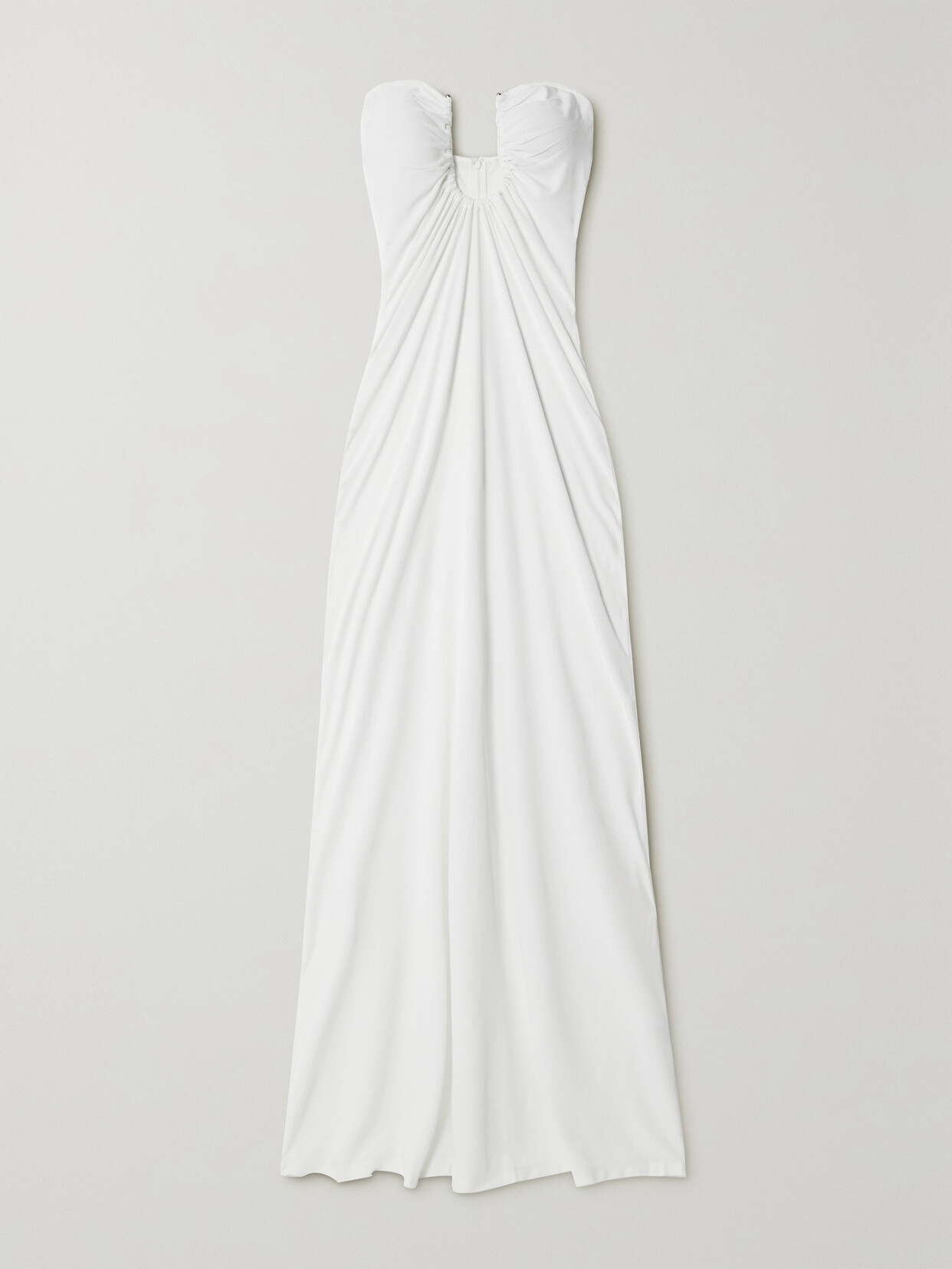 Christopher Esber Arced Palm Strapless Gathered Jersey Maxi Dress In White