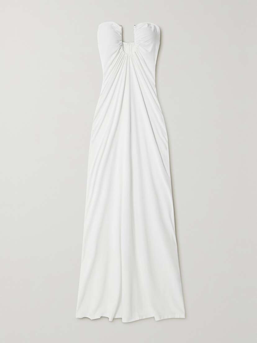 Christopher Esber Arced Palm Strapless Gathered Jersey Maxi Dress - UK 14