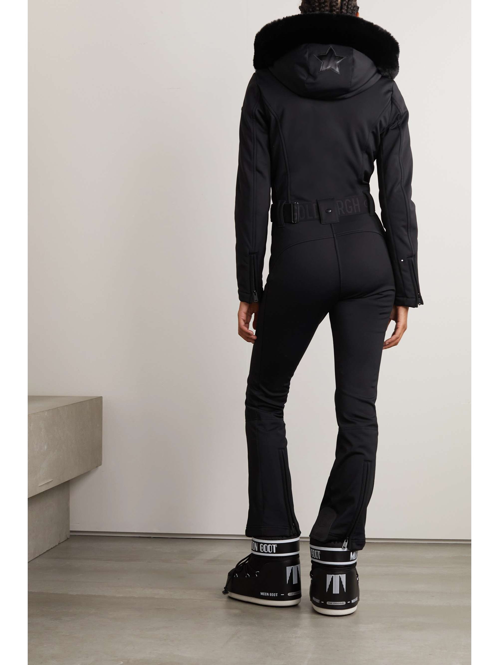 GOLDBERGH Parry belted hooded faux fur-trimmed ski suit