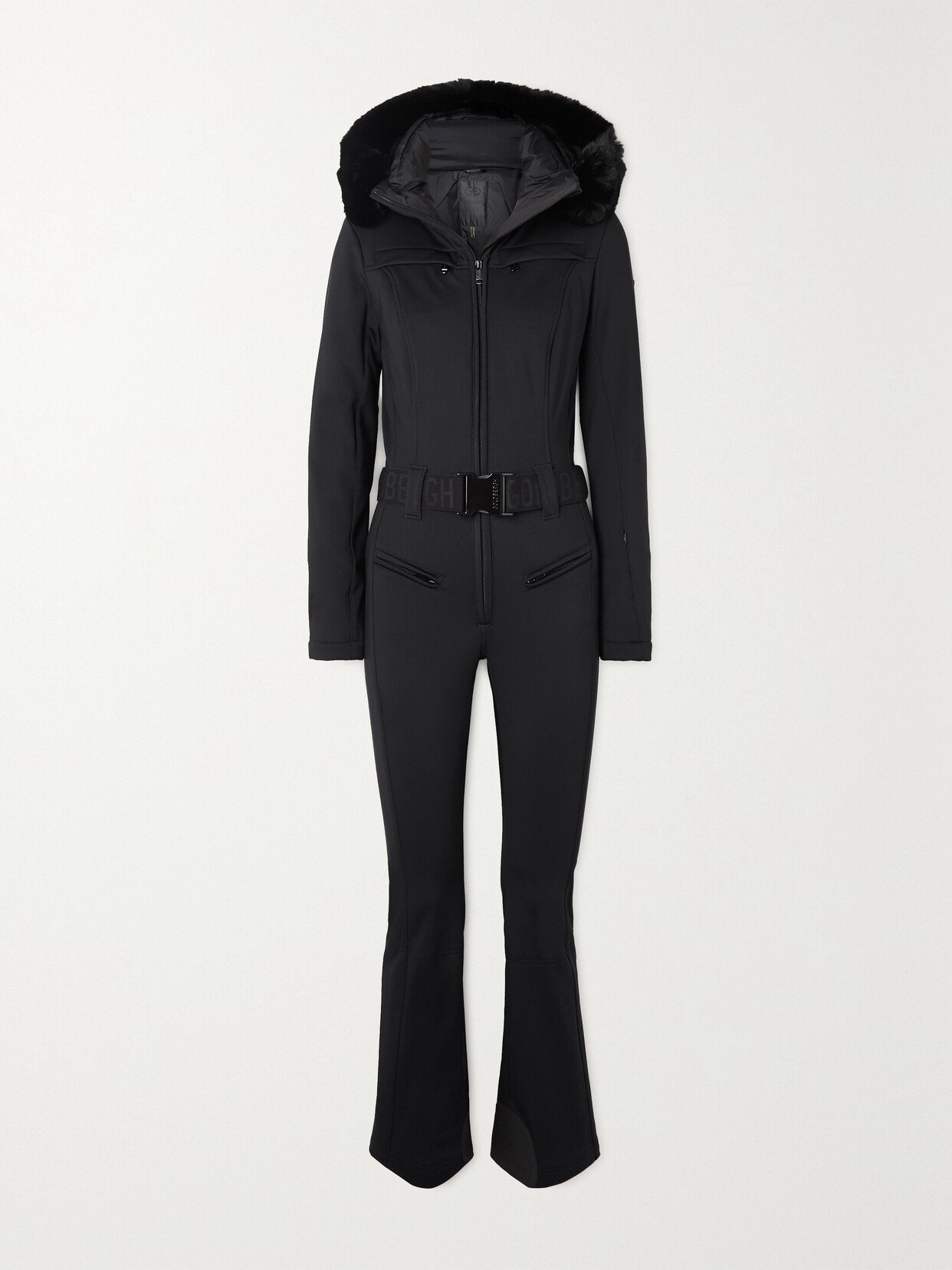 Goldbergh Parry Belted Hooded Faux Fur-trimmed Ski Suit In Black